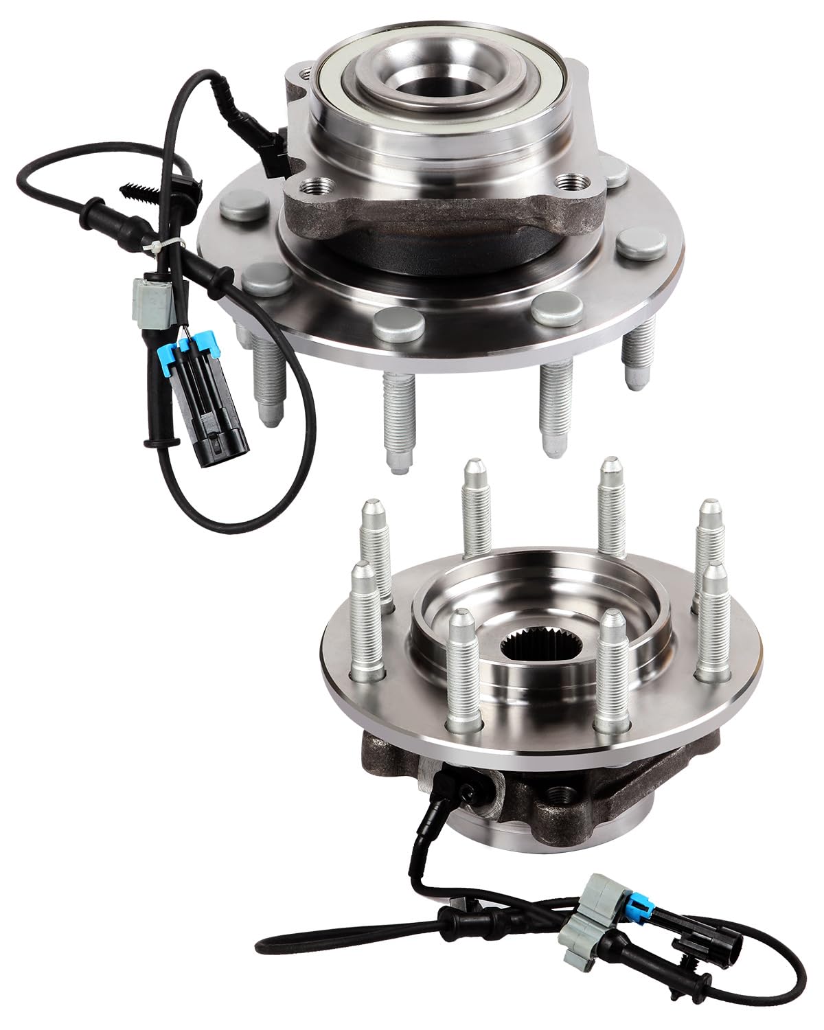 ECCPP Replacement for Pair of 2 New Complete Front Wheel Hub Bearing Assembly 8 Lugs w/ABS for 2007-2009 For Chevy Silverado GMC