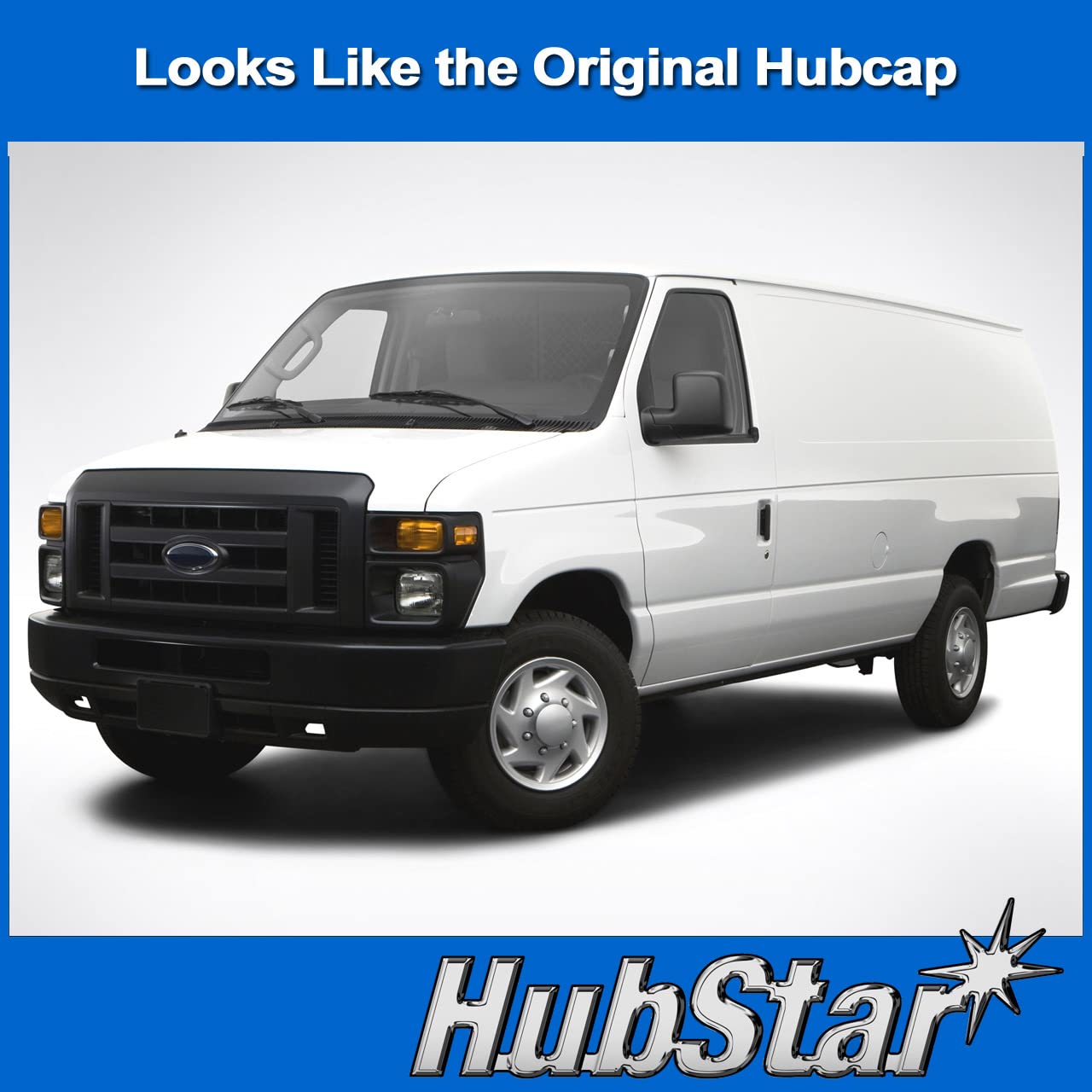 Hubstar Hubcap Replacement For Ford Van 1998-2023, Premium Quality Sturdy 16-Inch Wheel Cover (1 Piece)