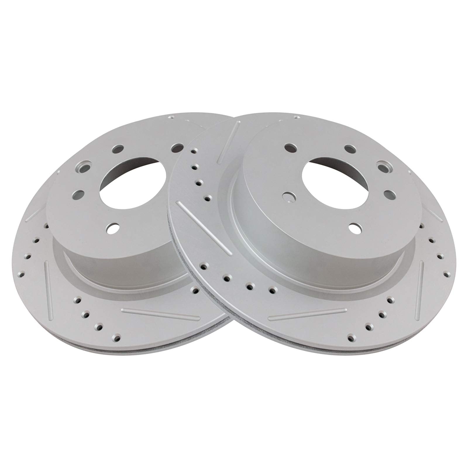 Trq Rear Performance Brake Rotors Set Premium G-Coated Cross Drilled & Slotted Compatible With 2009-2023 Nissan Maxima