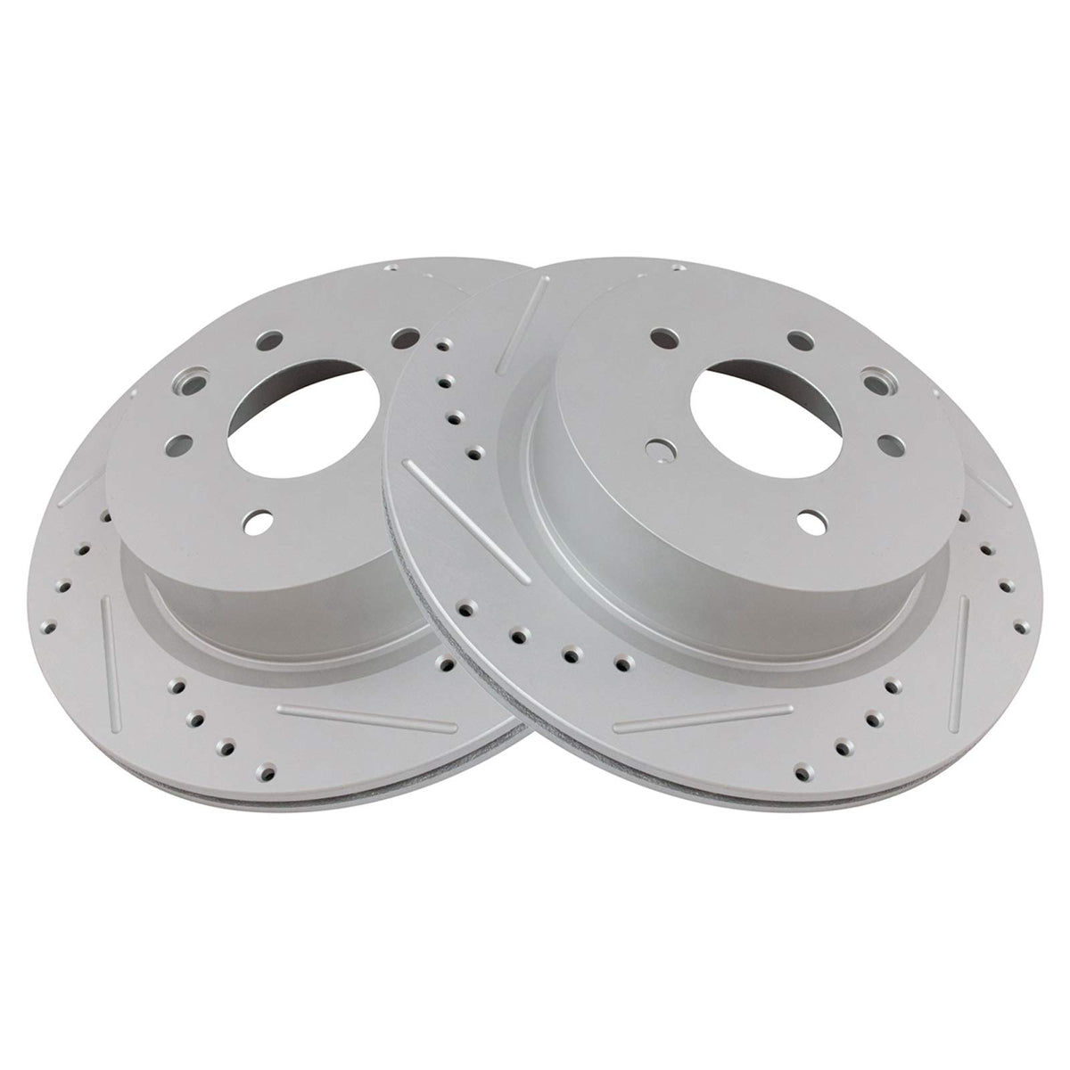 Trq Rear Performance Brake Rotors Set Premium G-Coated Cross Drilled & Slotted Compatible With 2009-2023 Nissan Maxima