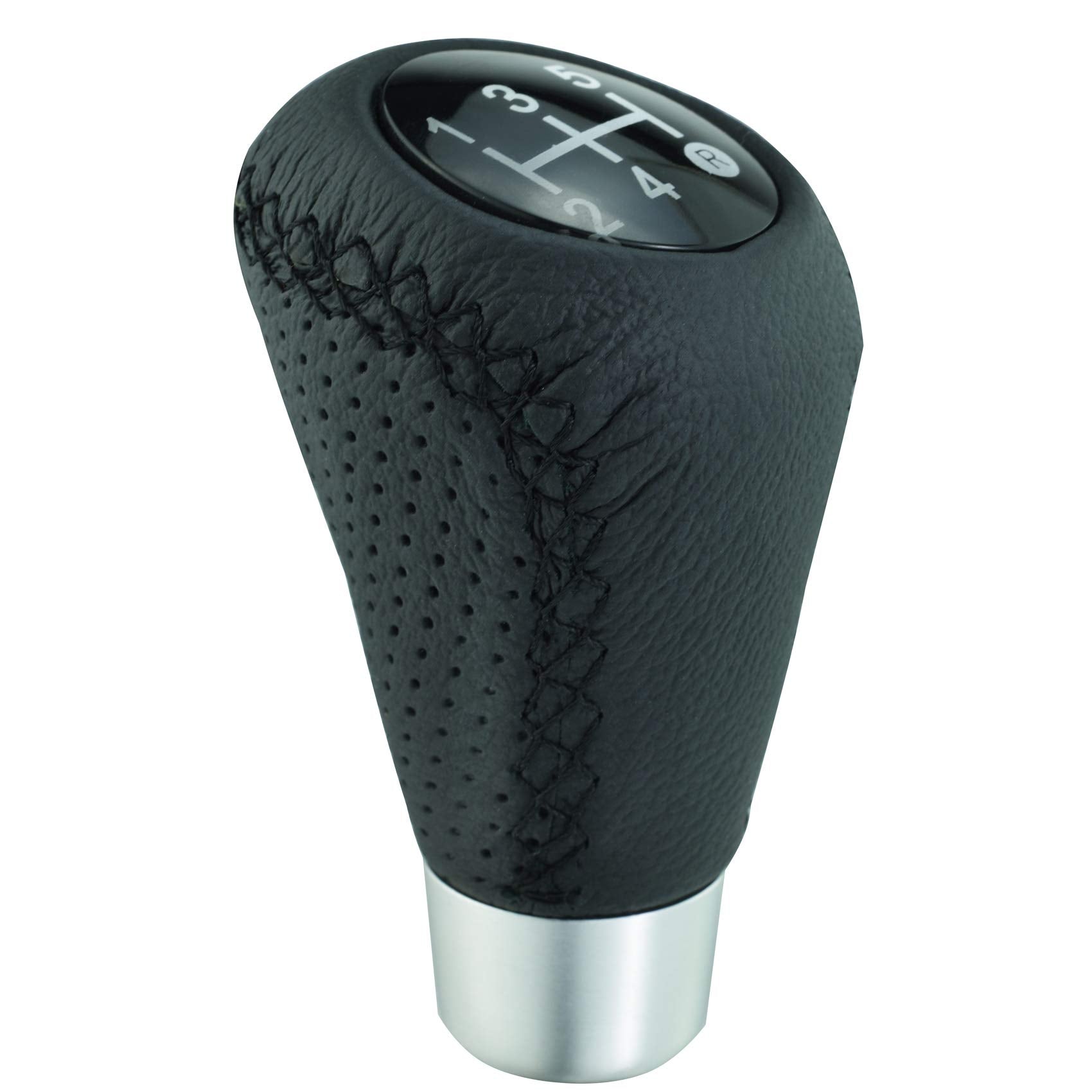 Abfer Shifter Knob 5 Speed Leather Car Gear Stick Shifting Knobs Shift Lever For Most Manual Transmission Vehicle Truck, Black