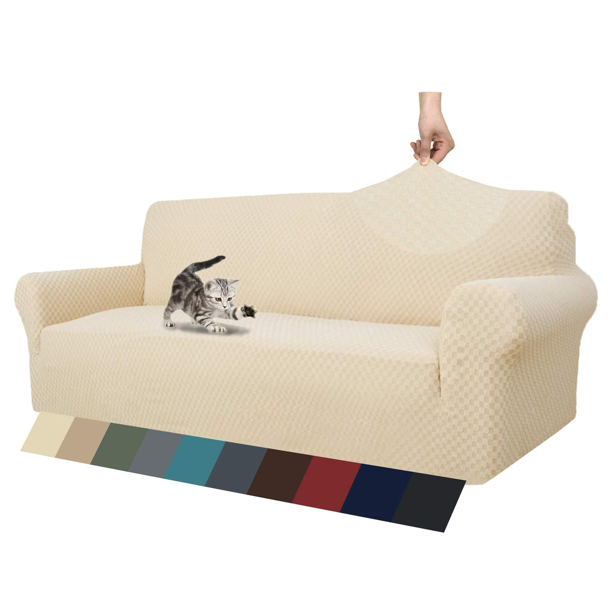 Znsayotx 1 Piece Jacquard Couch Covers For 3 Cushion Couch High Stretch Sofa Cover For Pets Dogs Anti Slip Extra Large Sofa Slip