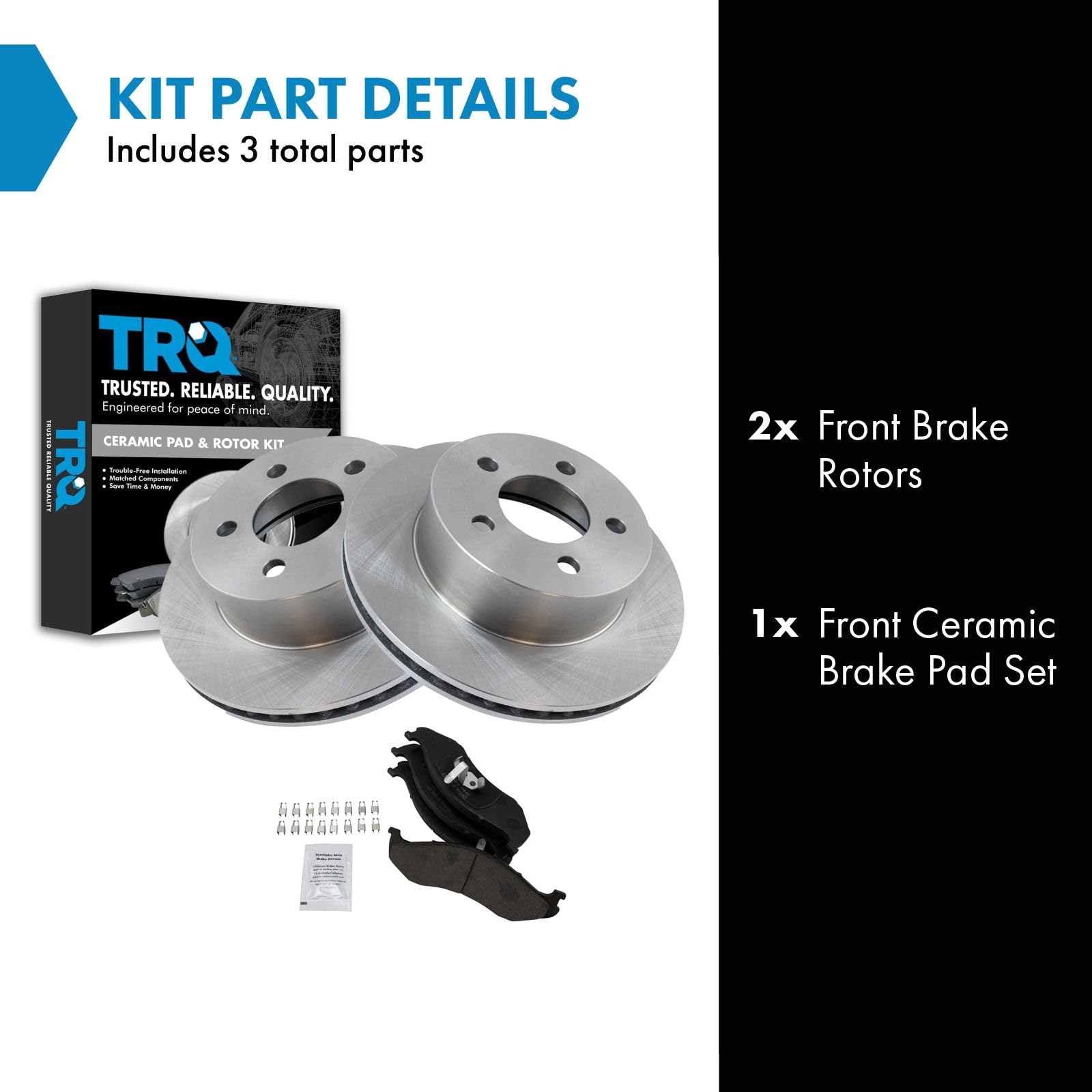 Trq Front Ceramic Disc Brake Pad & Rotor Kit Set For Jeep Wrangler Cherokee