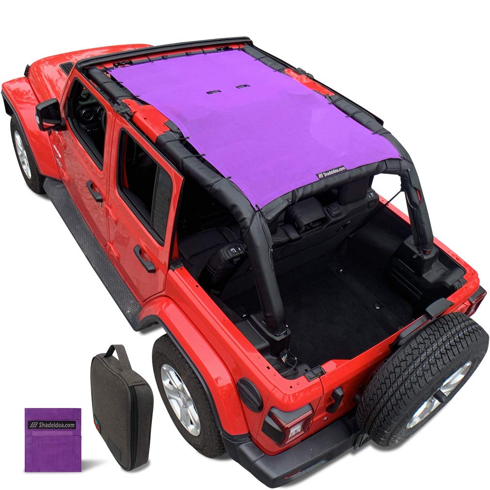 Shadeidea Sun Shade Top For Jeep Wrangler Sunshade Jl Unlimited 4 Door (2018-2023) Front And Rear-Purple Mesh Screen Sunshade Jl