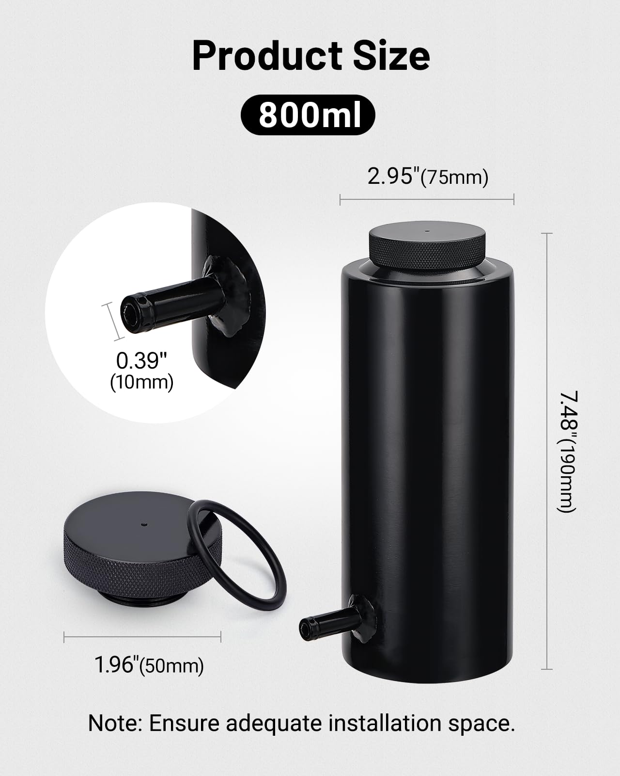 Evil Energy Coolant Overflow Tank, Radiator Overflow Bottle 800Ml Aluminum Universal Black