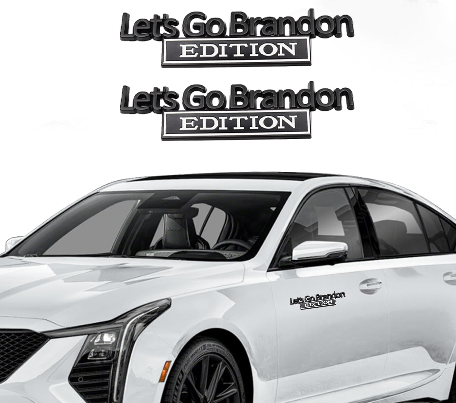 2 Pcs Let'S Go Brandon Edition Emblem Car Side Rear Front Hood Trunk Door Badge 3D Decal Sticker For Car Truck Cr-Edition Cr-Edi