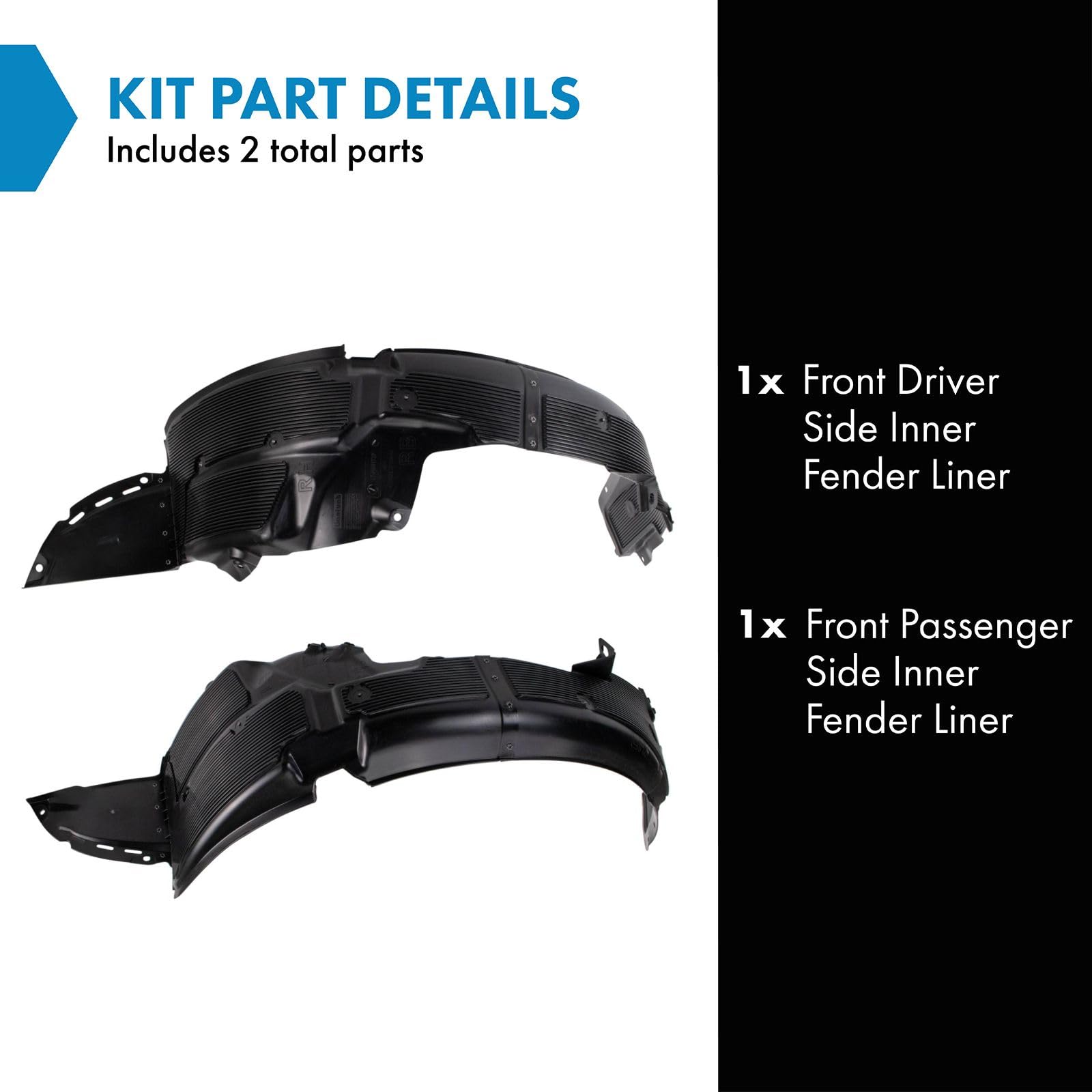 Trq Front Inner Fender Liner Set Compatible With 2013-2017 Hyundai Accent Hy1248136 Hy1249136