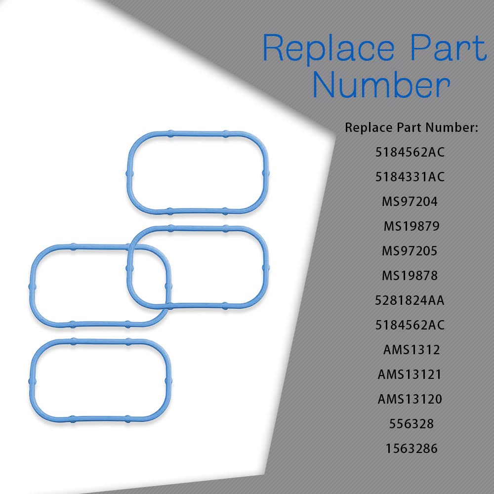 Intake Manifold Gaskets Lower & Upper Gasket Plenum Set, Intake Manifold Rubber Sealing Gasket Compatible with Dodge Chrysler Je