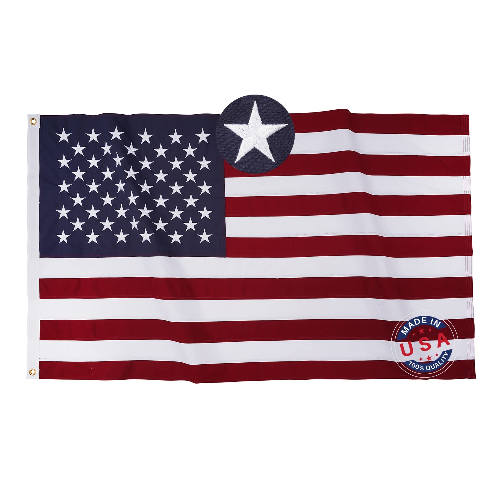 Homissor American Flag Cotton Flags 5x9.5 Made in USA Flags Embroidered Star Memorial Size Heavy Duty US Flag Sewn Stripes for I