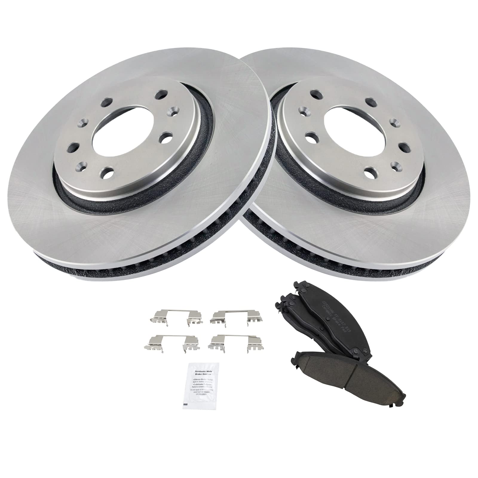 Trq Front Brake Pad & Rotor Kit Brake Pads Brake Rotor Ceramic Compatible With 2003-2005 Cadillac Cts 2005-2008 Sts