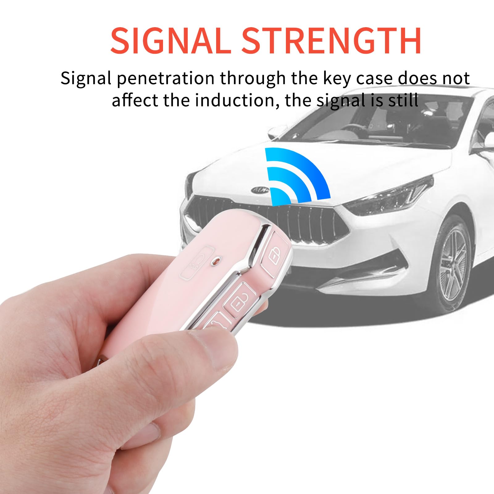 Pangpai Pink Key Fob Cover for Kia, Soft TPU Key Case Protection with Bling Keychain Fit for Kia Cerato Ceed Forte NIRO Sorento