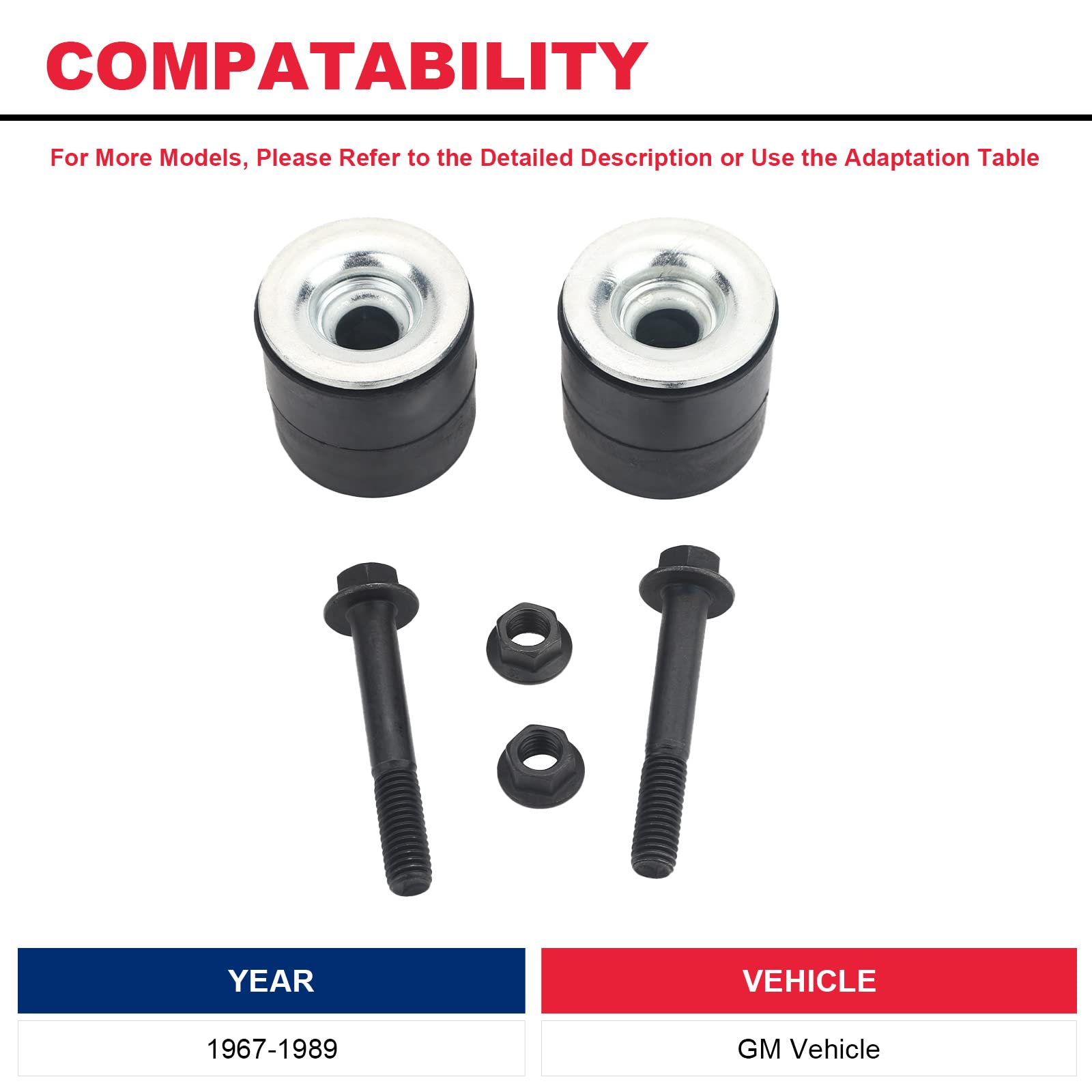 Radiator Rubber Mount Radiator Rubber Core Support Body Mount Bushings & Bolts Fit For Gm 1967-1989