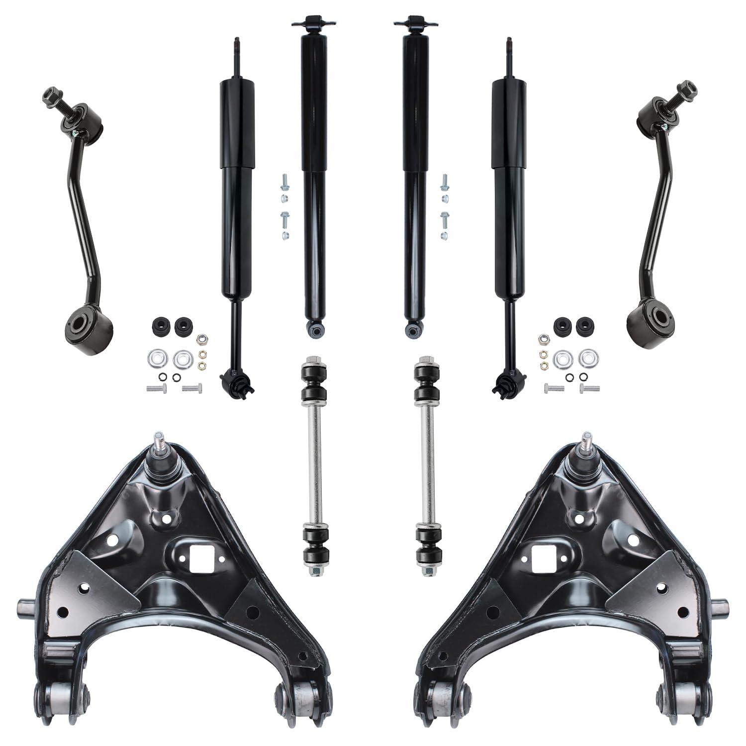 Detroit Axle - 4WD Front End Suspension Kit for 1997-2001 Mercury Mountaineer, 1995-2001 Ford Explorer, Lower Control Arms & Bal
