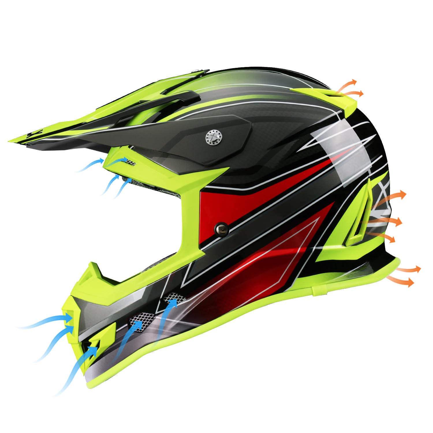 Glx Gx23 Dirt Bike/Motocross Helmet - Sear Yellow, Medium - Dot Approved