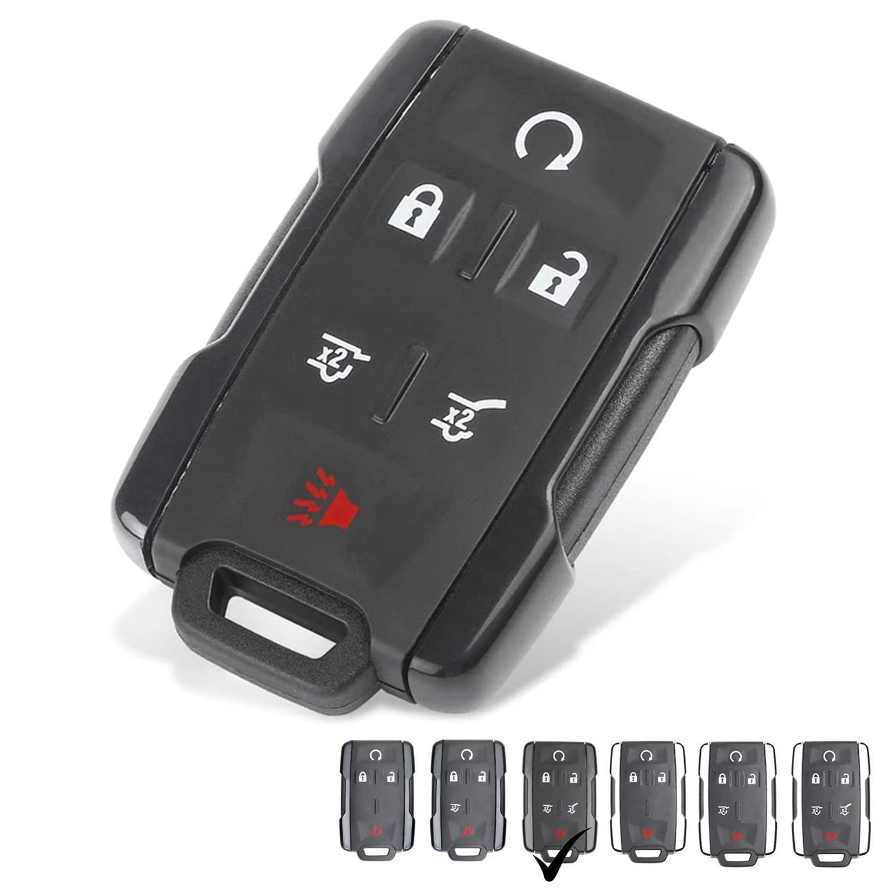 Replacement Key Fob Case Cover Fit for Chevy Tahoe Suburban GMC Yukon Smart Remote Control Key Fob Shell (Black-6 Buttons)