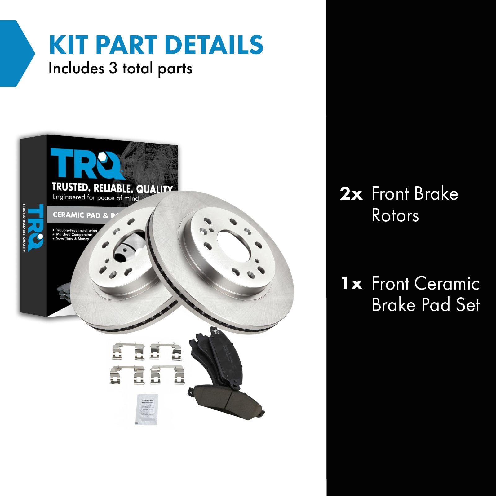 Trq Front Premium Posi Ceramic Disc Brake Pads & Rotors Kit Compatible With Chevy Gmc