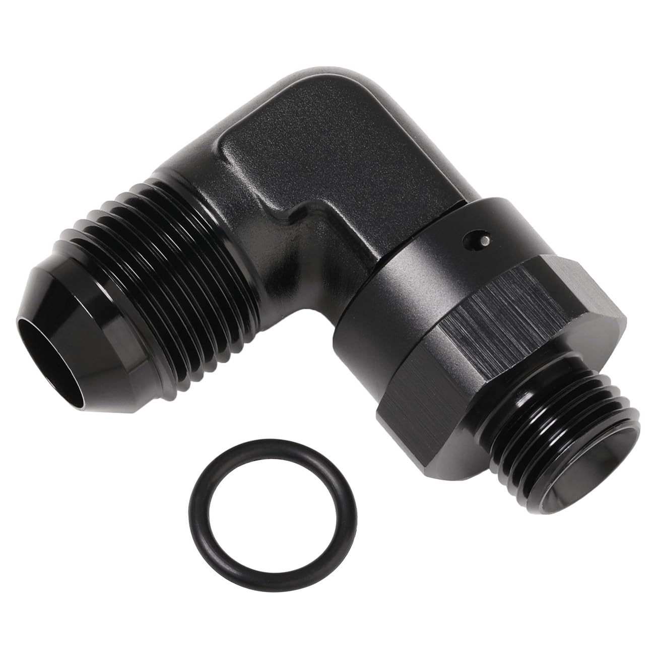 Podavelle 8An Male Flare To 6An -6 Orb O-Ring Boss 90 Degree Swivel Fitting Adapter Aluminum Black
