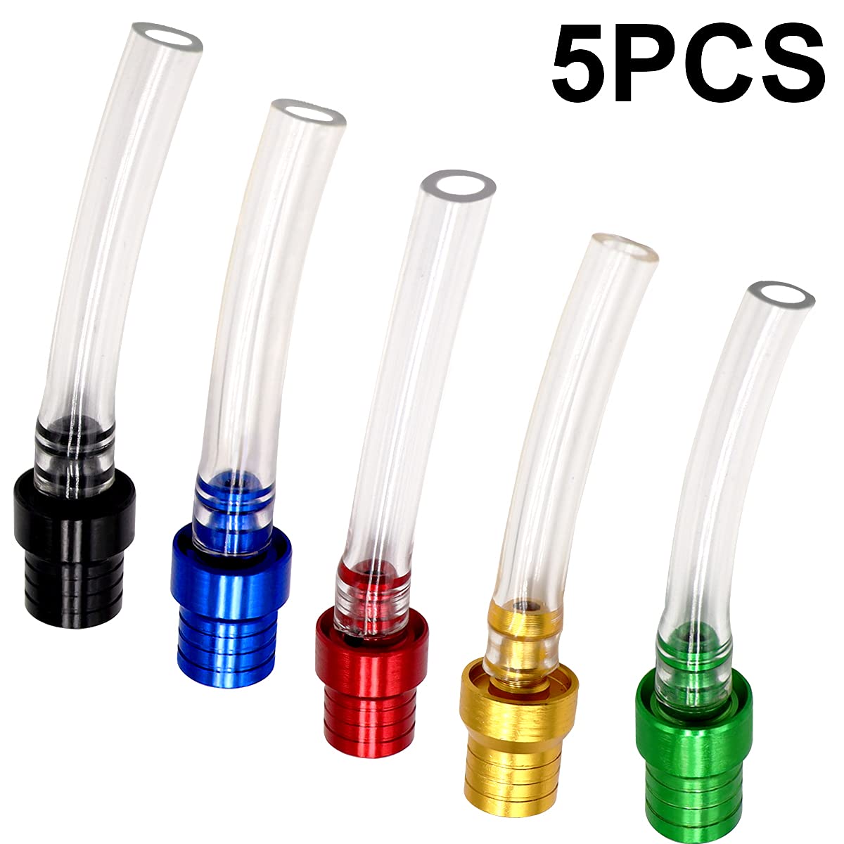 Taiss 5PCS Motorcycle Gas Cap Gas Fuel Tank Cap Vent, Breathing Tube Hose Two-Way Fuel-Saving Breather Cap, Suitable For All Off