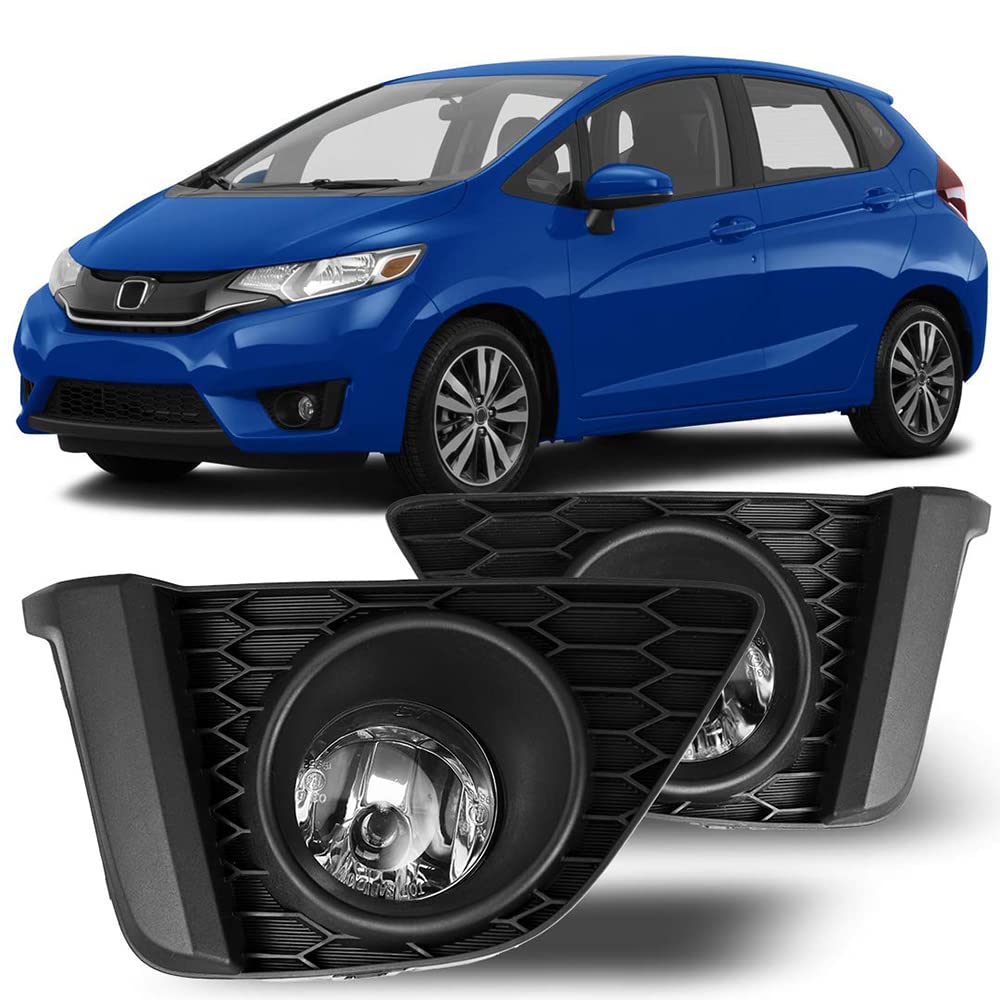 Cpw Fog Lights Compatible With [2015 2016 2017 Honda Fit] Clear Lens Bumper Driving Fog Lights Pair + Wiring + Switch Kit