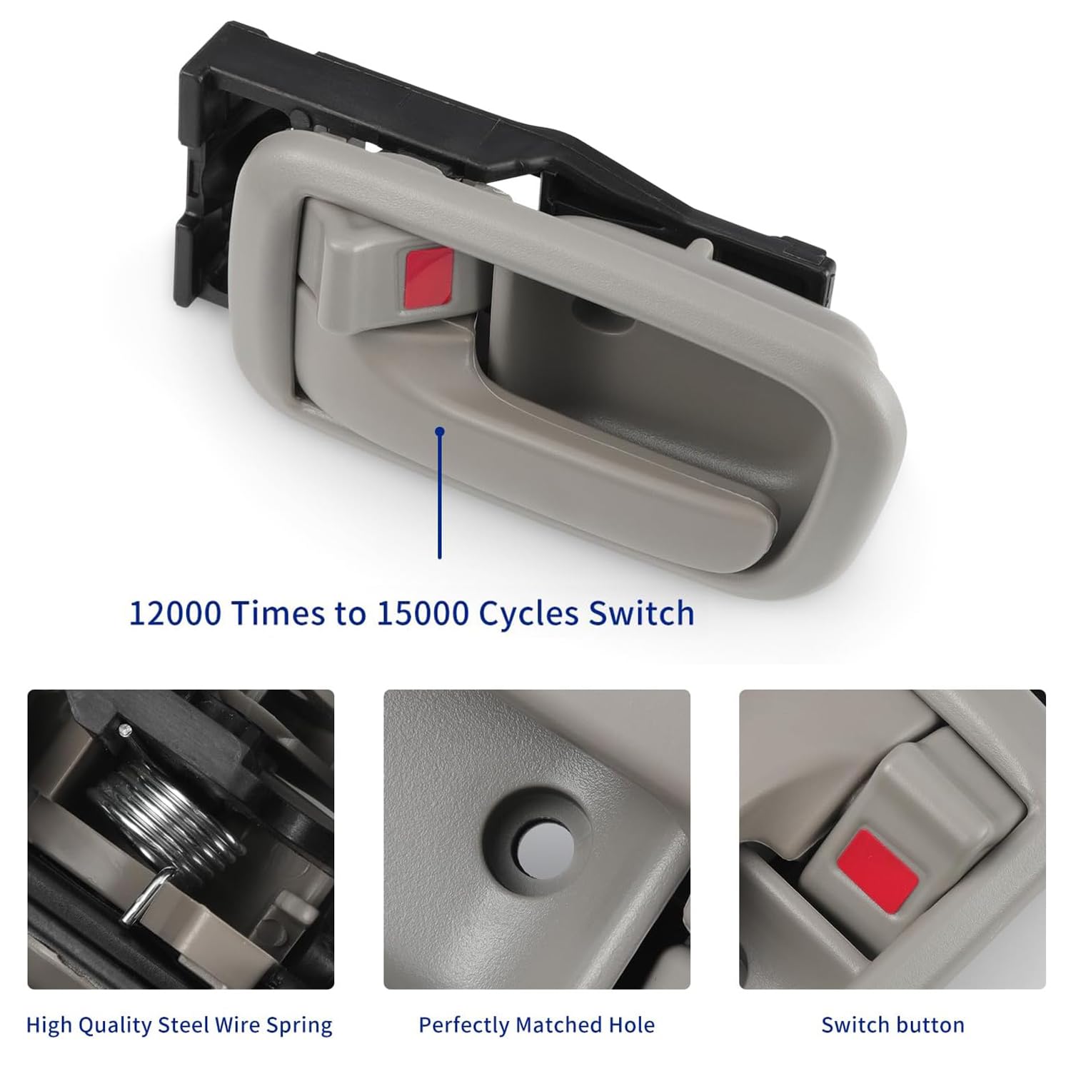 Interior Door Handle With Bezel(Gray),Front Driver Left Side For 2000-2003 Toyota Tundra, 2004-2006 Tundra Extended Cab Pickup/S