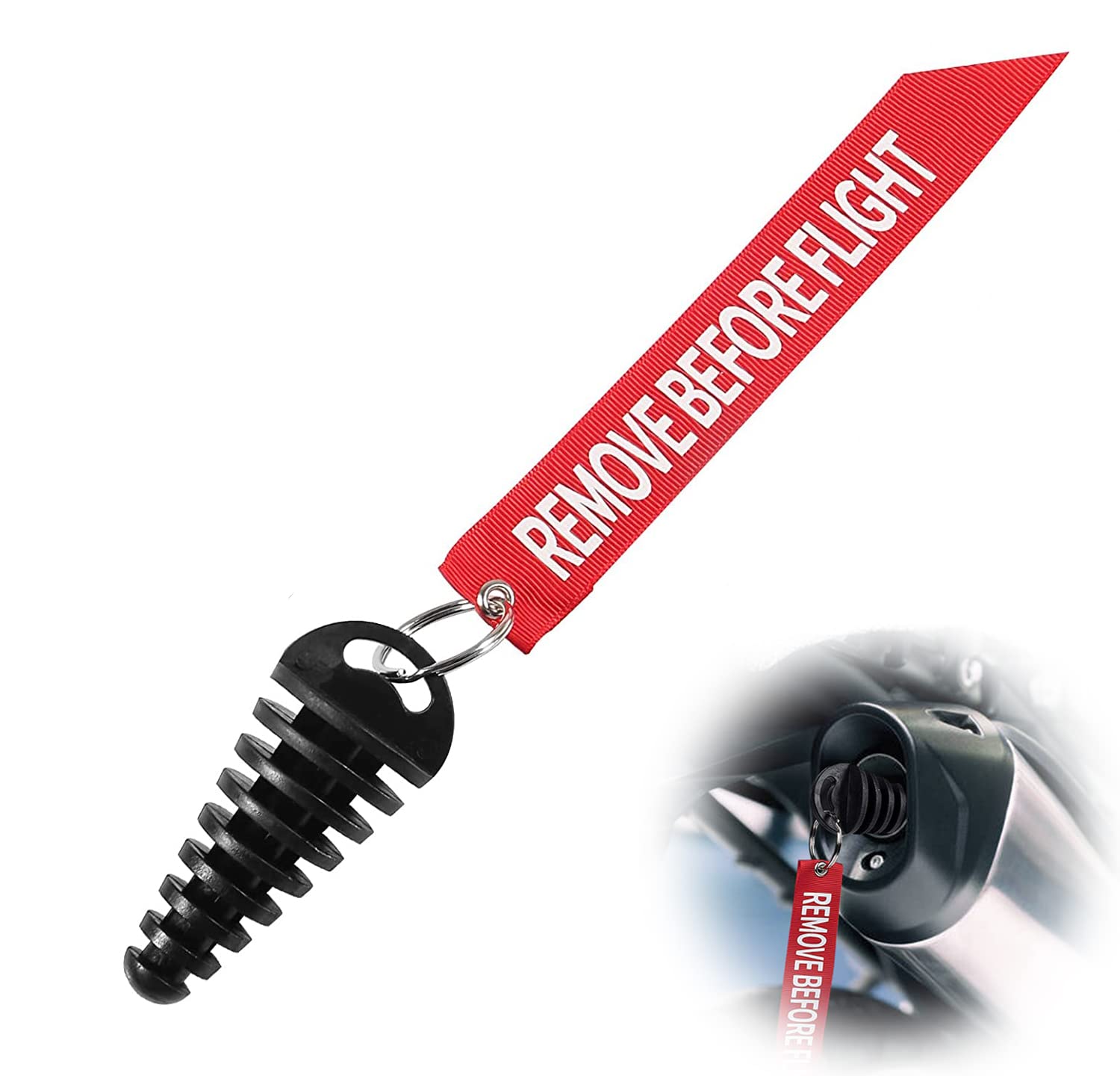 Almocn Muffler Exhaust Wash Plug 0.6'-1.5' Wash Plug With Streamer For Motorcycle Bike 2 Stroke Rubber Exhaust Silencer, Black