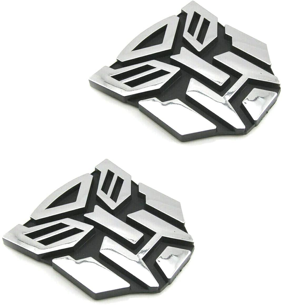 2 Pcs In Set Transformers Emblem - 3'' Tall For Car Autobot Sticker Pair Chrome Finish Pvc Auto Emblems Transformers Autobot Car