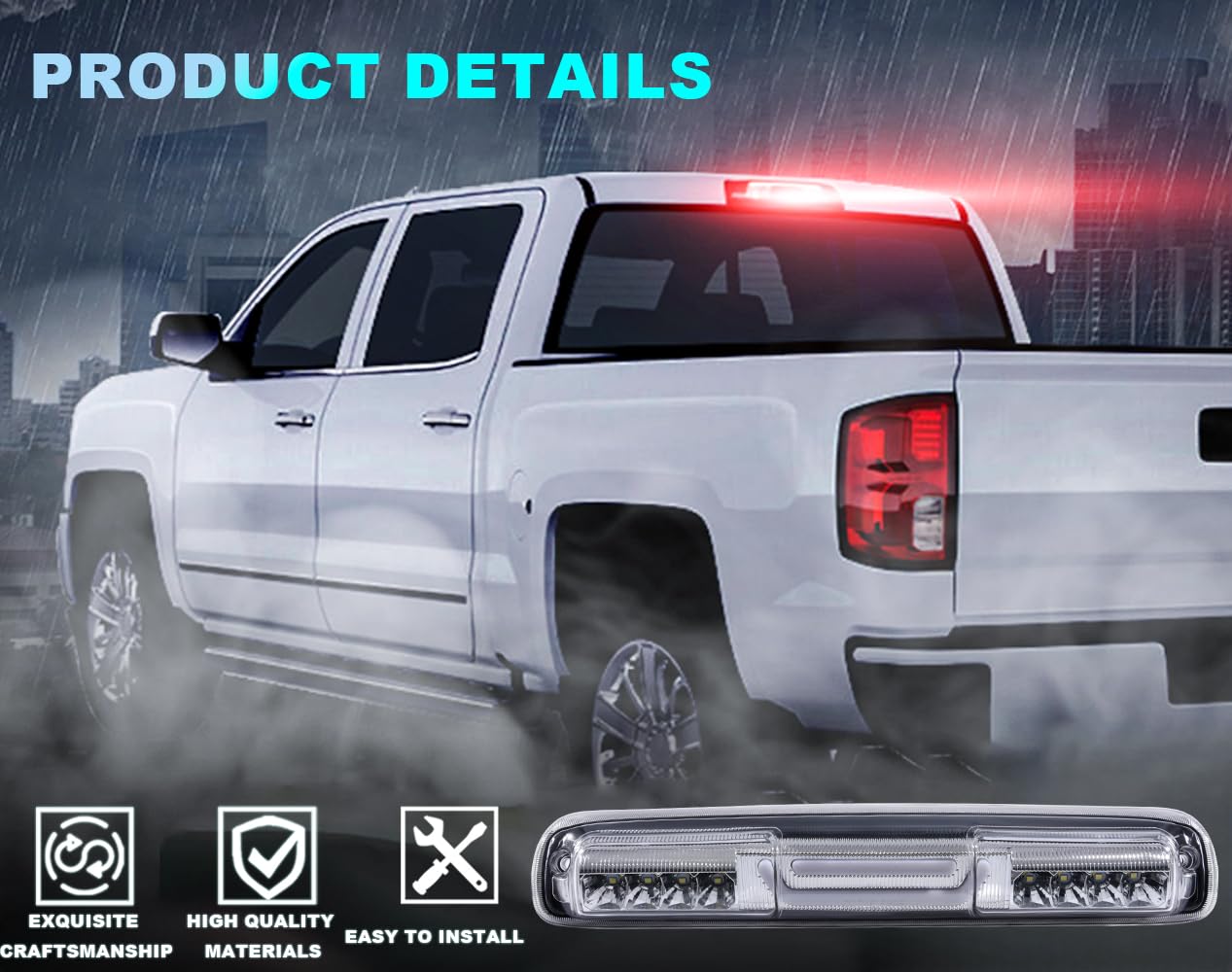 Pit66 3Rd Brake Light Compatible With Chevy Silverado 1500 2500 3500 & Hd Models (99-06 Silverado/Sierra)