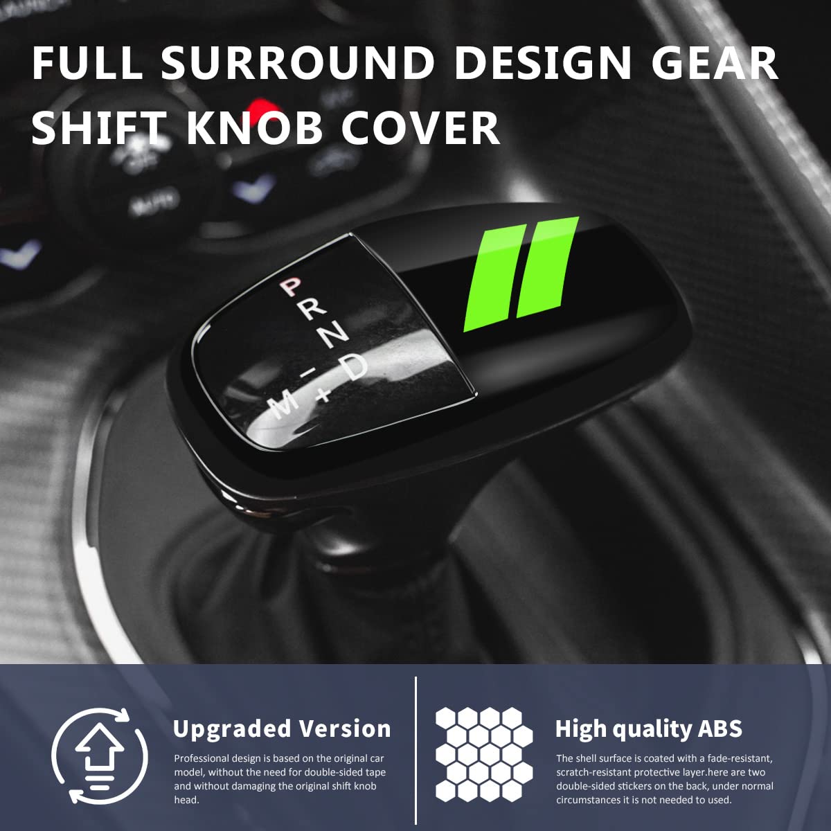 Auovo Gear Shift Knob Trim For Charger Accessories Challenger 2015-2023 / Durango 2016-2024 (Black-Green)