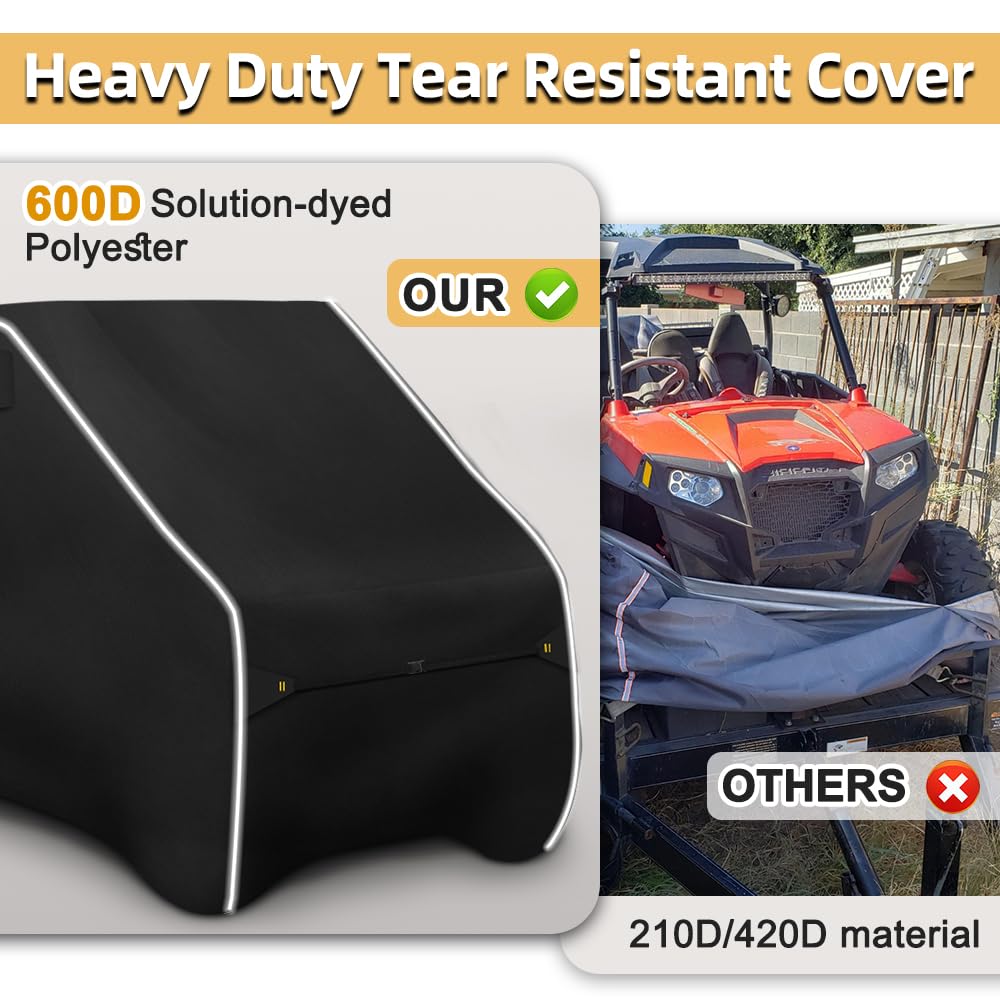 Zenicham Fade and Tear Resistant UTV Cover with Reflective Strips,600D Heavy-Duty Waterproof 2-3 Seater Side by Side Covers Fit