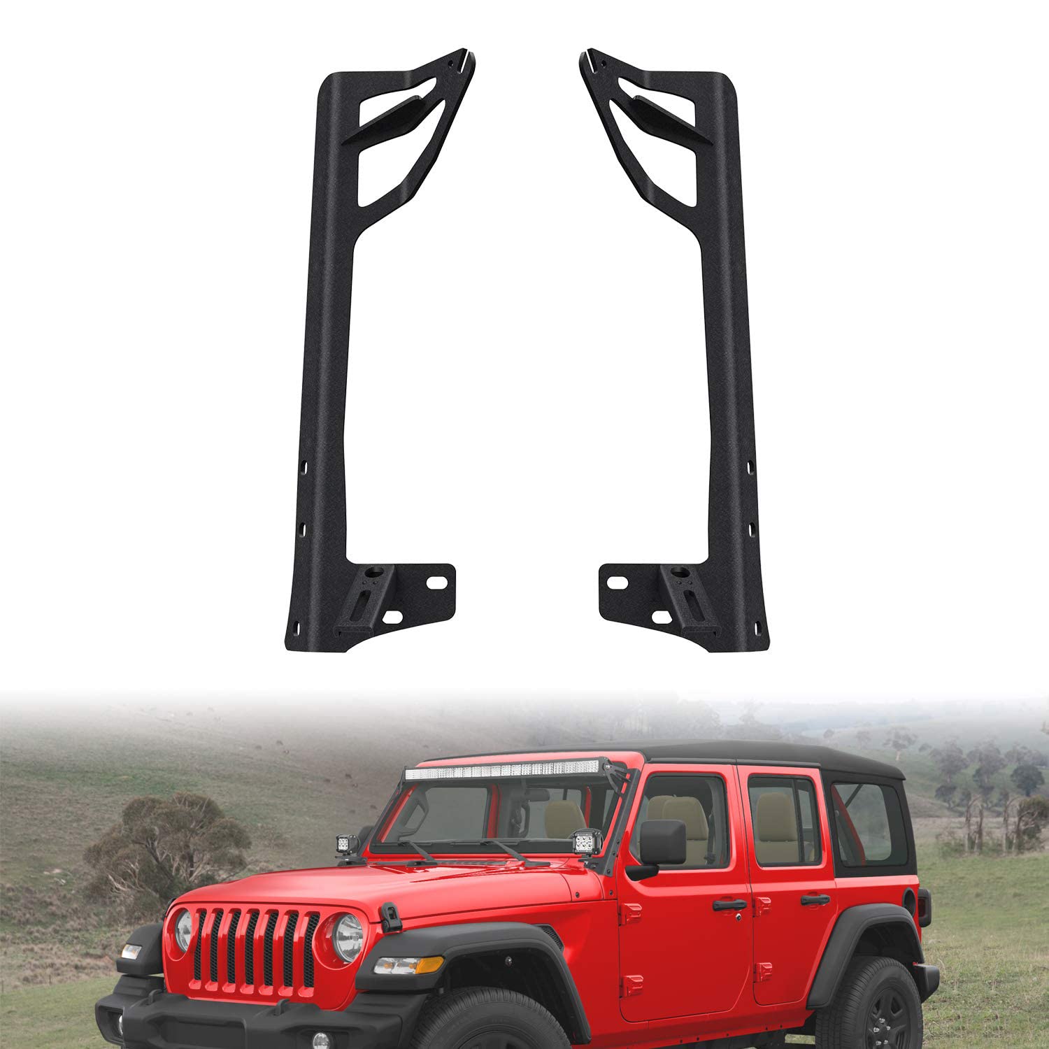 Nilight Upper Windshield Frame Mounting Bracket A-Pillar Mounts For 52 Inch Light Bar And Led Pod Lamp On Wrangler Jk 2007 2008