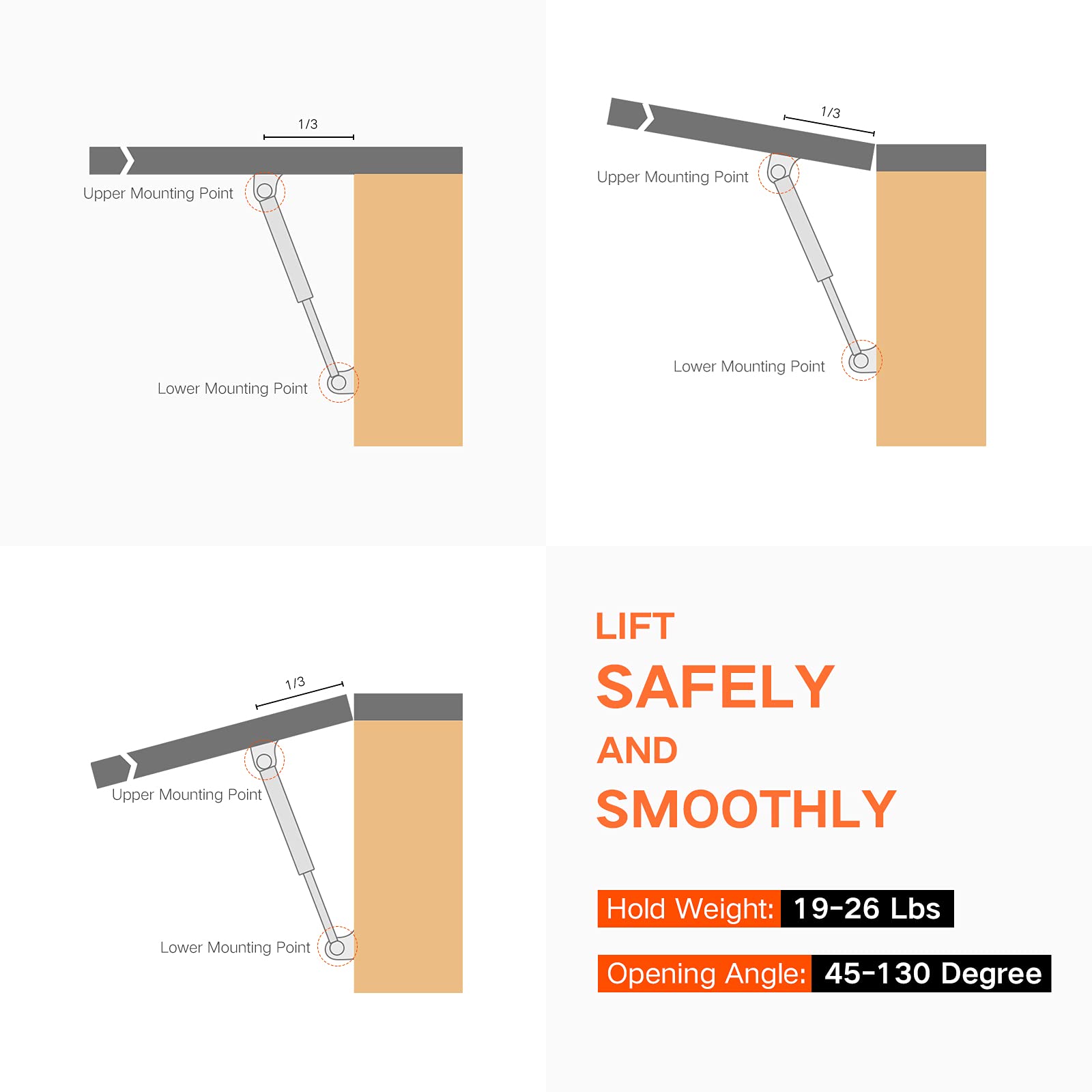 C16-03795 12 Inch 24 Lbs Gas Strut Shocks Lift For Leer Pickup Truck Camper Shell Rear Side Window Tool Box Lid Canopy Door Support, 12 Gas Spring By Pamagoo 2 Pack