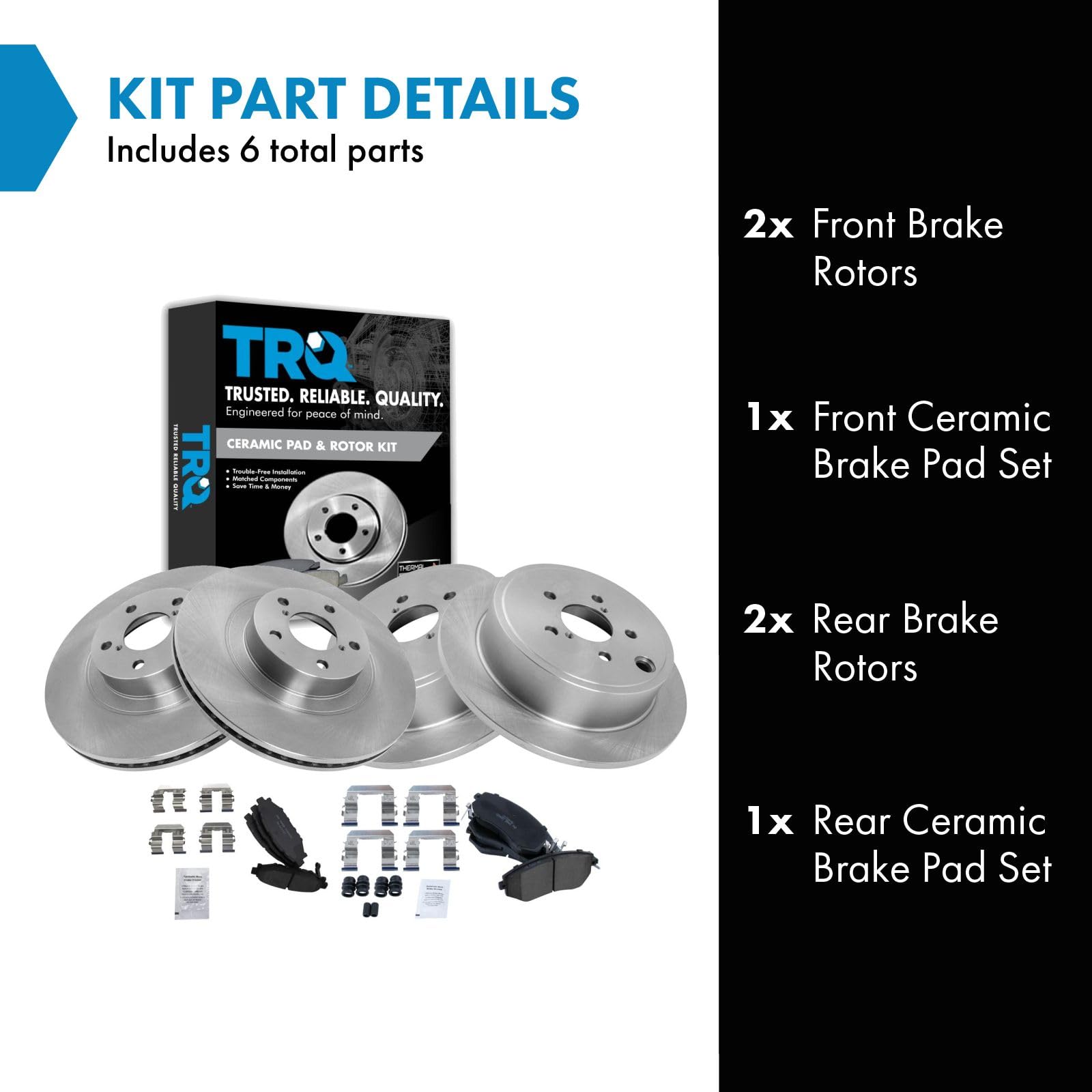 Trq Front And Rear Brake Pad & Rotor Kit Brake Pads Brake Rotor Ceramic Compatible With 2013-2015 Subaru Brz 2011-2013 Forester