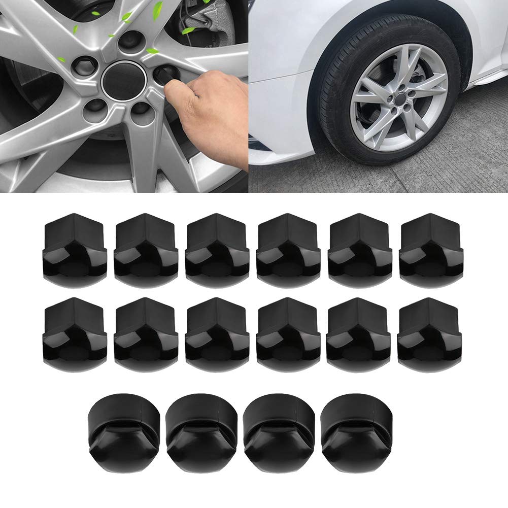 For Audi Lug Nut Covers Senyar 20Pcs 17Mm Car Wheel Bolt Nut Cover, Universal Covers Caps Auto Hub Screw Protection Anti-Theft Cover Cap For Auto (Black)
