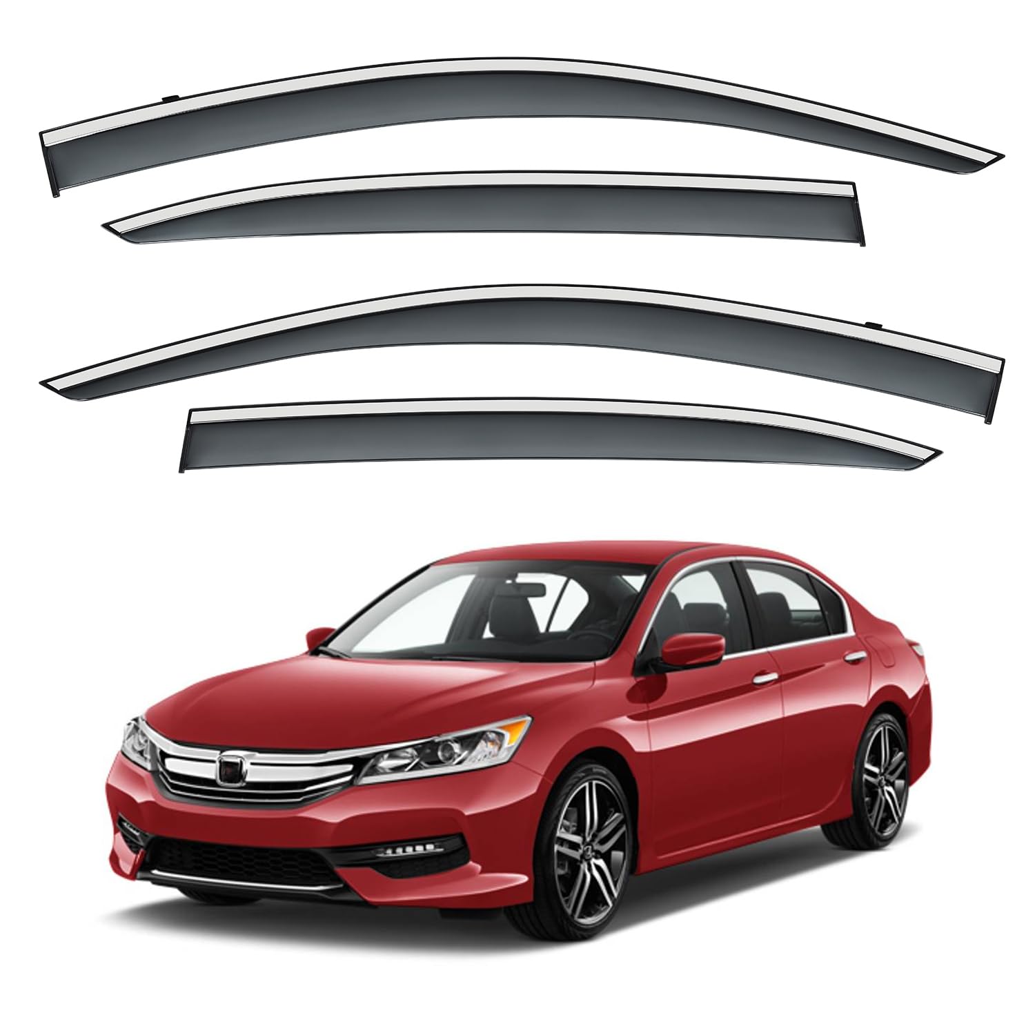 Vesul Outside Mount Tape-On Polycarbonate Rain Guards Window Visors Compatible With Honda Accord 2013-2017 Window Wind Deflector
