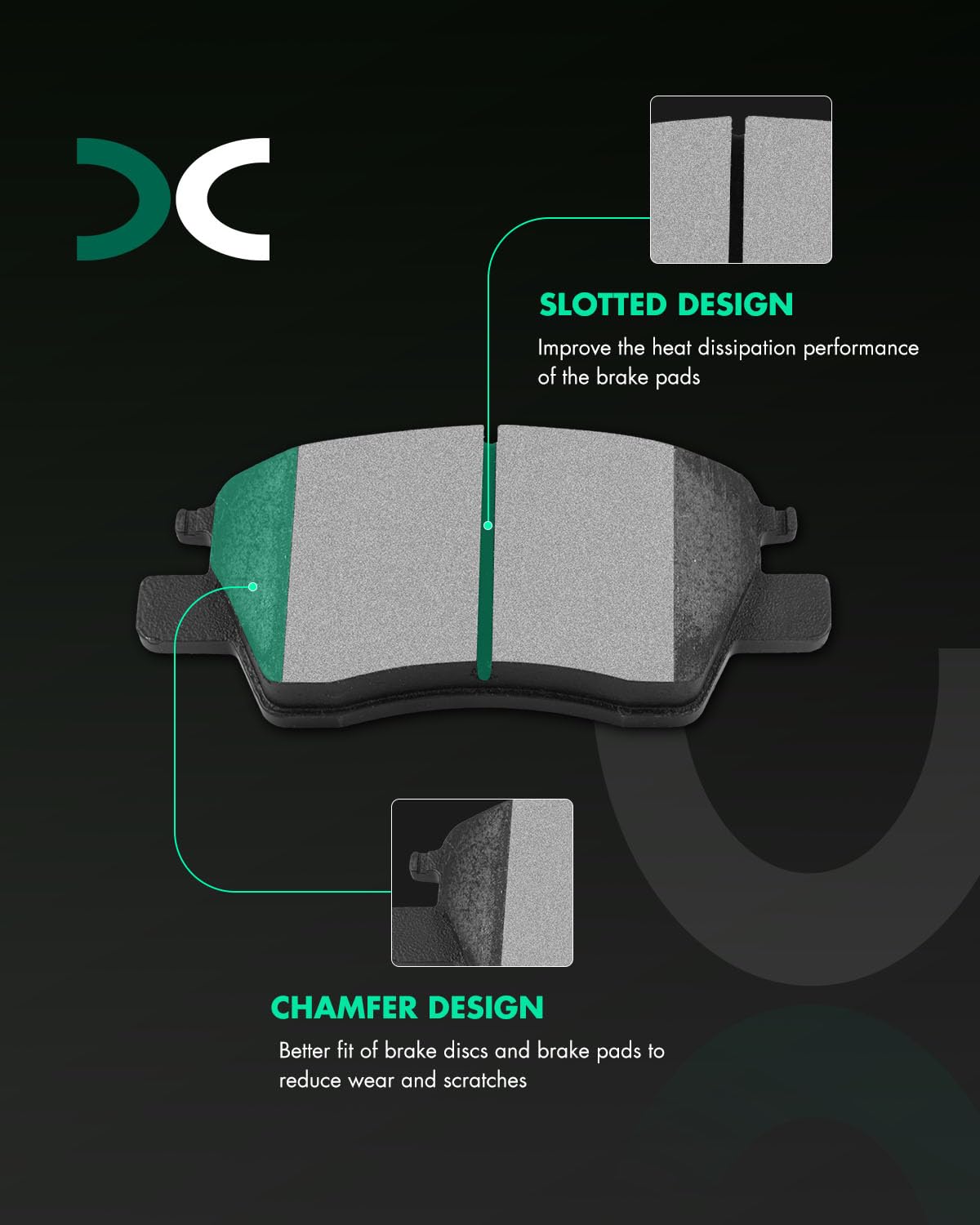 Scitoo Front Disc Brake Pad Set 4Pcs W/Hardware Fit For Chevrolet For Cruze 2016 2017 2019