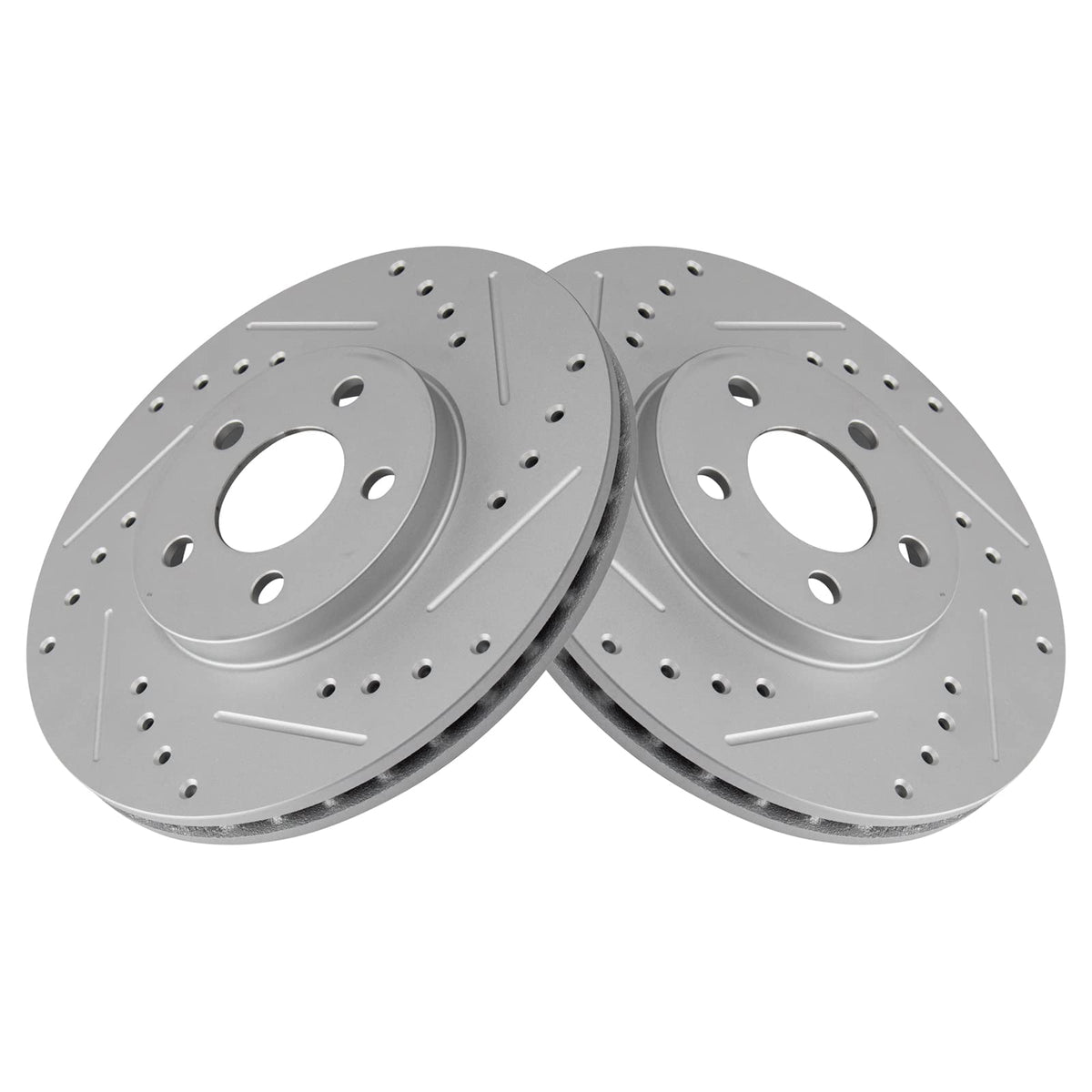 Trq Front Performance Brake Rotors Set Premium G-Coated Cross Drilled & Slotted Compatible With 2001-2010 Chrysler Pt Cruiser