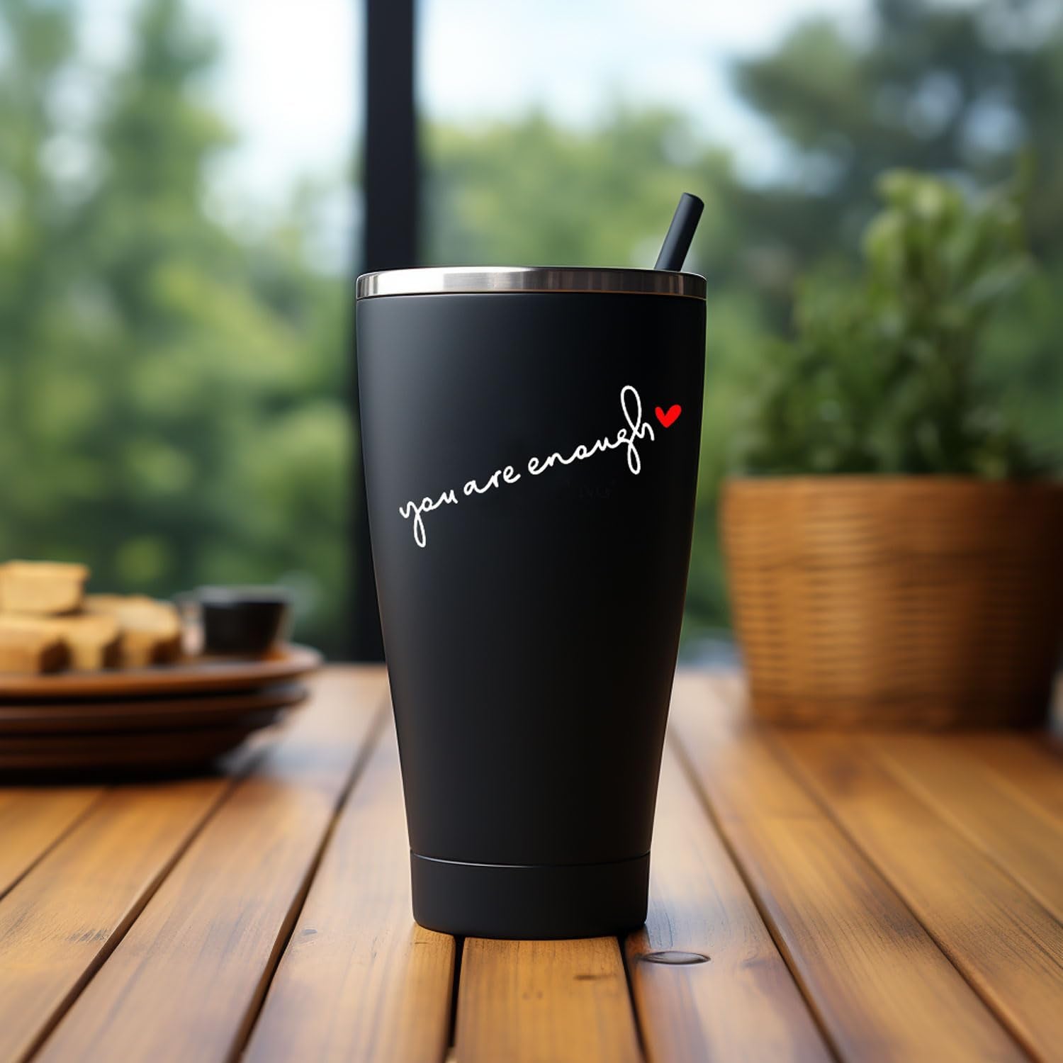 You Are Enough Rearview Mirror Vinyl Die Cut Decal Self Affirmation Mental Health Decal Tumbler Sticker Water Bottle Stickers Tu