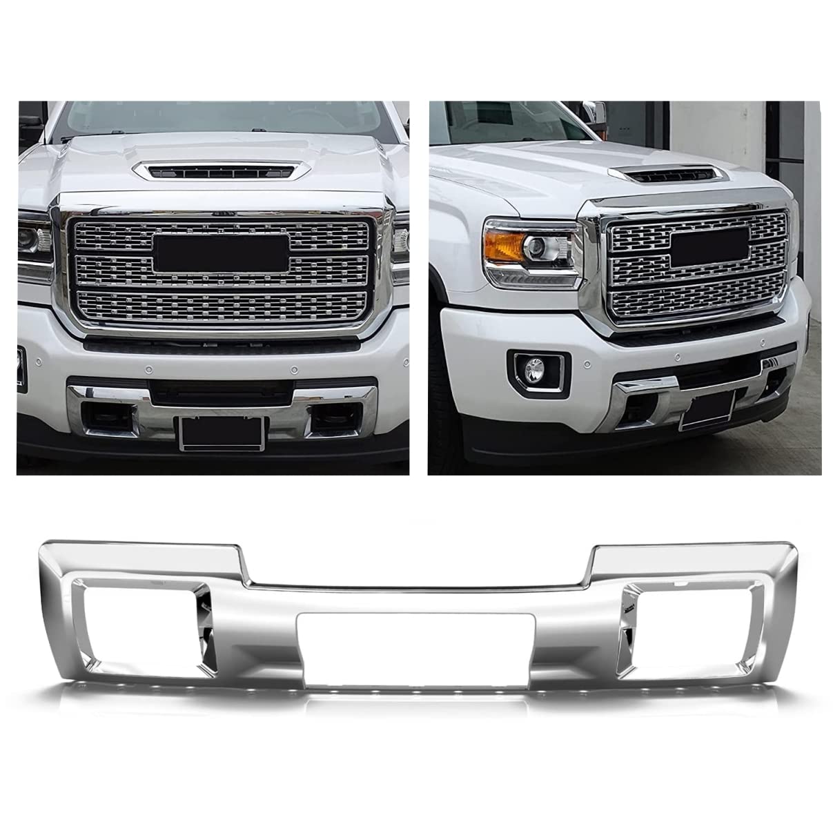Ecotric Front Bumper Skid Plate Panel Lower Cover Compatible With 2015-2019 Gmc Sierra 2500/3500 Hd 4 Door Replace For Gm1053103C 23178964 23178780 Silvery