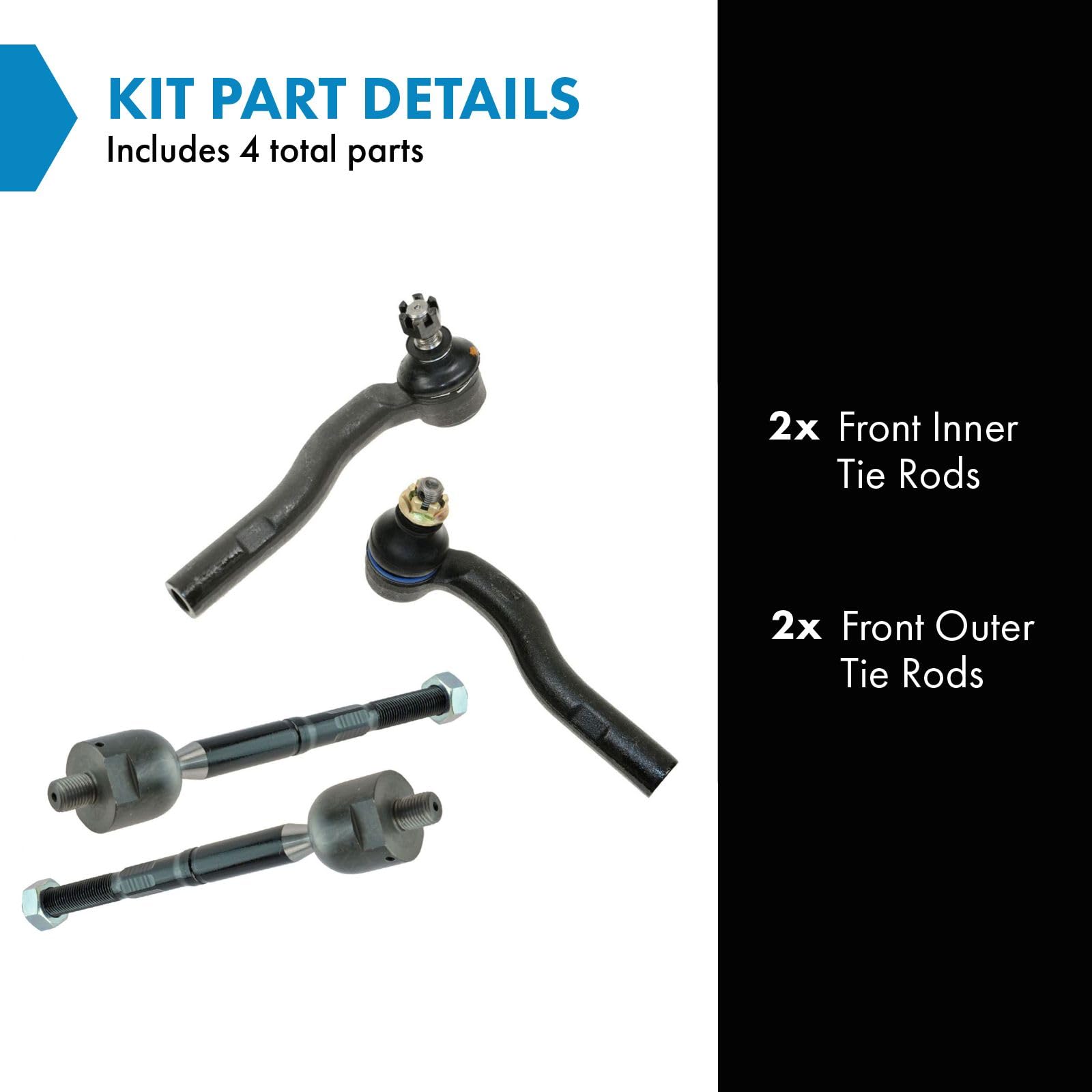 Trq Front Tie Rod Set Compatible With 2002-2010 Lexus Sc430