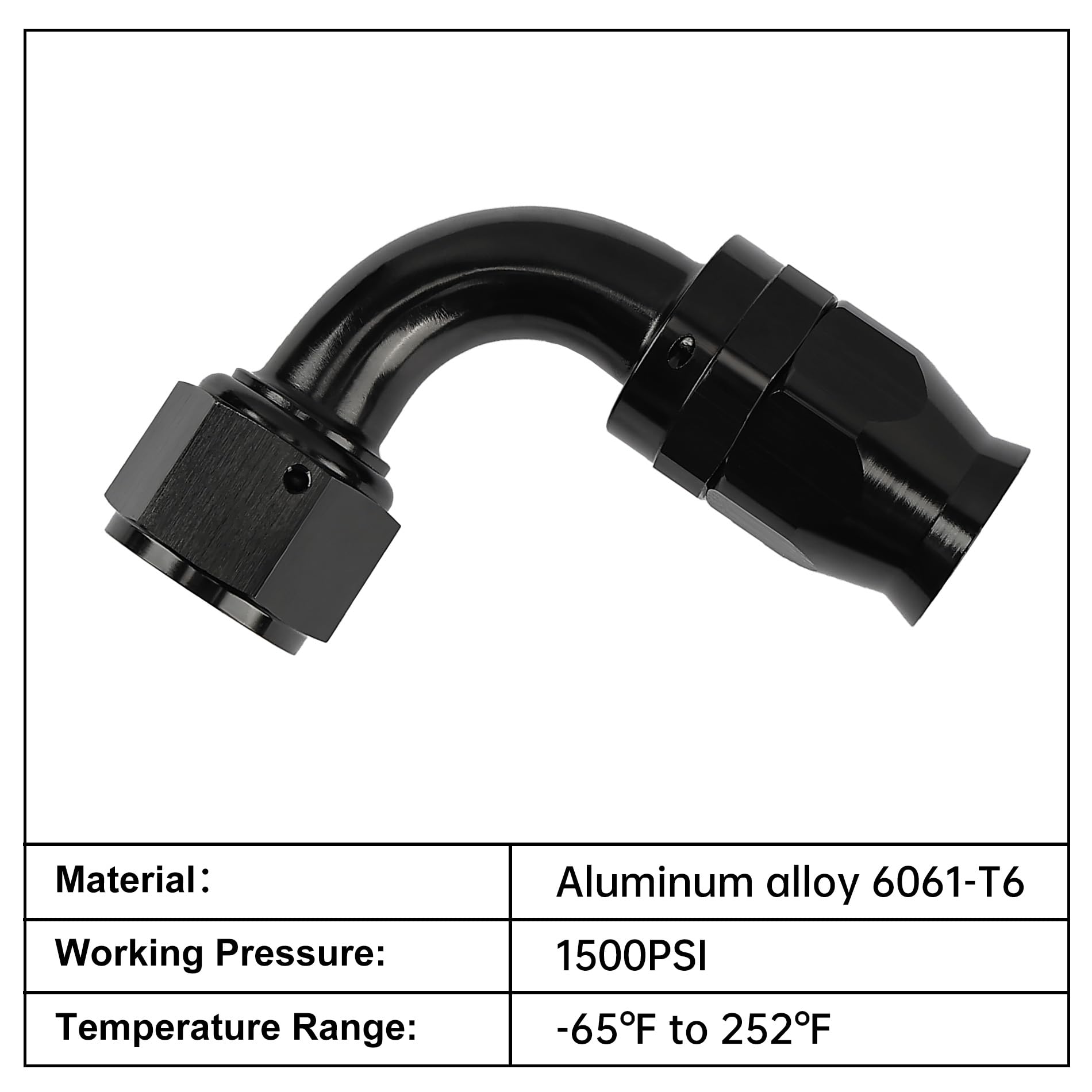 Evil Energy 12An Ptfe Hose End Fitting 90 Degree Black For Ptfe Hose Only 2Pcs