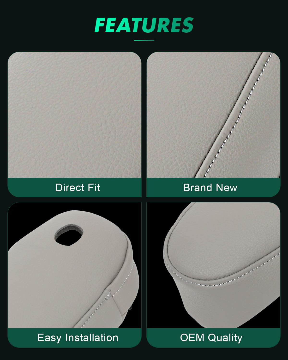 SCITOO Leather Seat Armrest Cover Compatible with 2011-2017 for Toyota for Sienna Gray Leather Part Only Left & Right