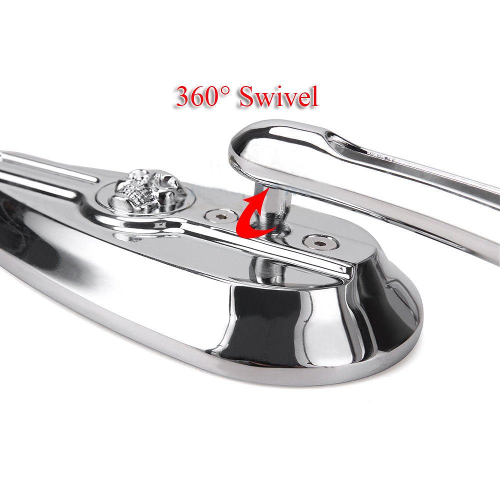 8Mm/10Mm Rearview Side Mirrors Chrome Skull Teardrop Aluminum Replacement For Harley Dyna Electra Glide Motorcycle Left & Right