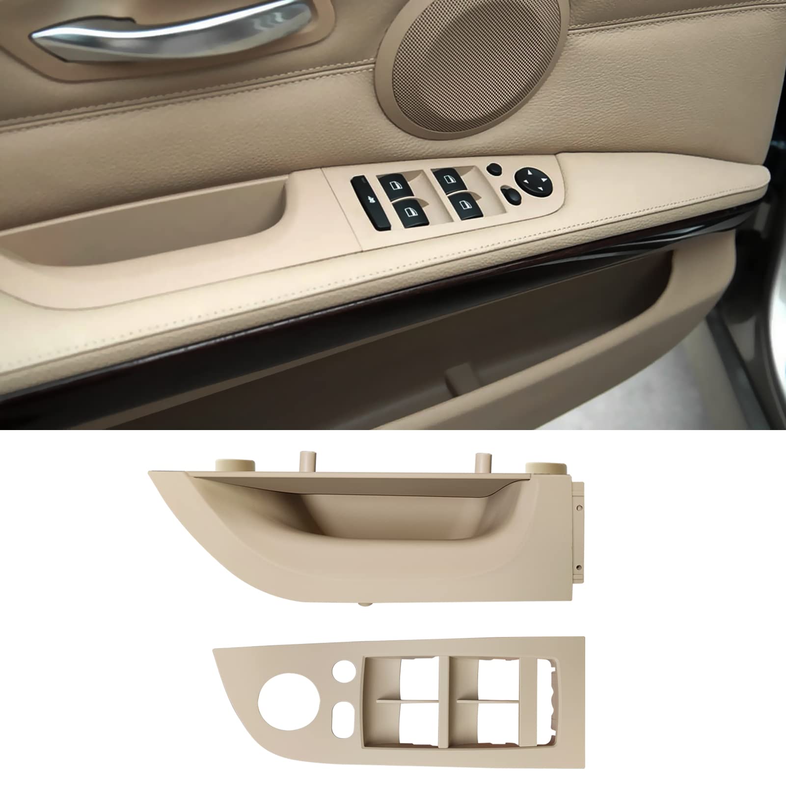 Jaronx Compatible With Bmw 3 Series E90/E91 Driver Side Door Handle 2004-2007, Window Switch Panel Cover Door Pull Handle Driver