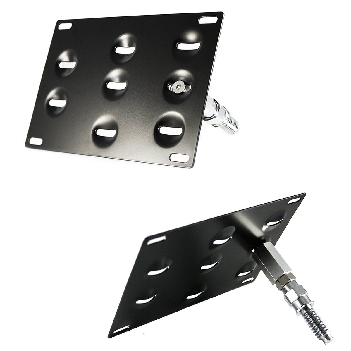 1 Set Front Tow Hook License Plate Bumper Mounting Bracket Fit Mitsubishi Lancer Evolution Evo X [Black]