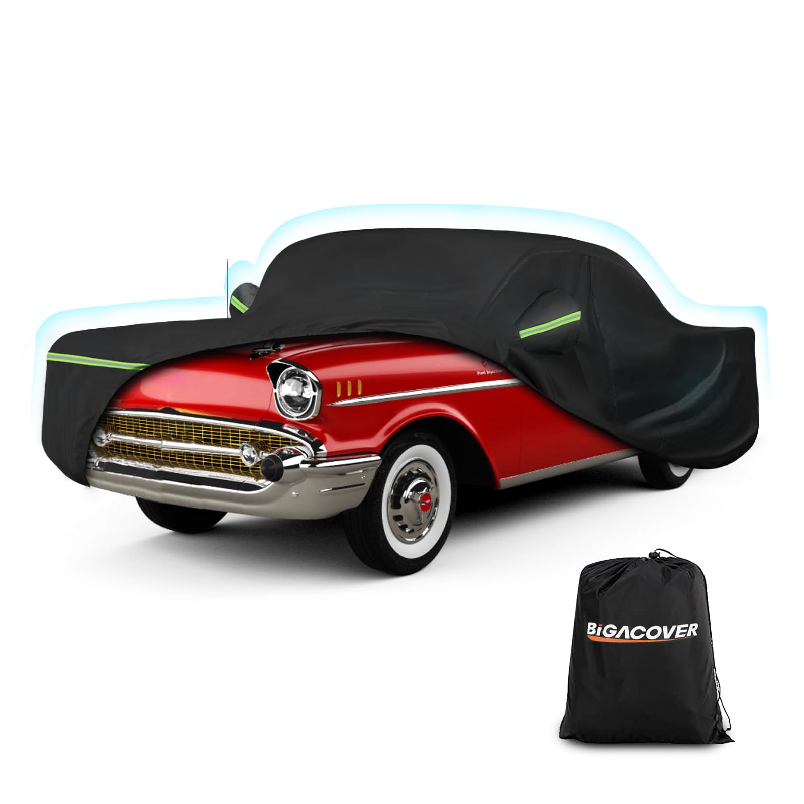 Waterproof Car Covers for Chevrolet Bel Air/150/210 1950-1957 Sedan/Coupe/Hardtop, 420D Oxford Cloth Sun Heat Protection Outdoor