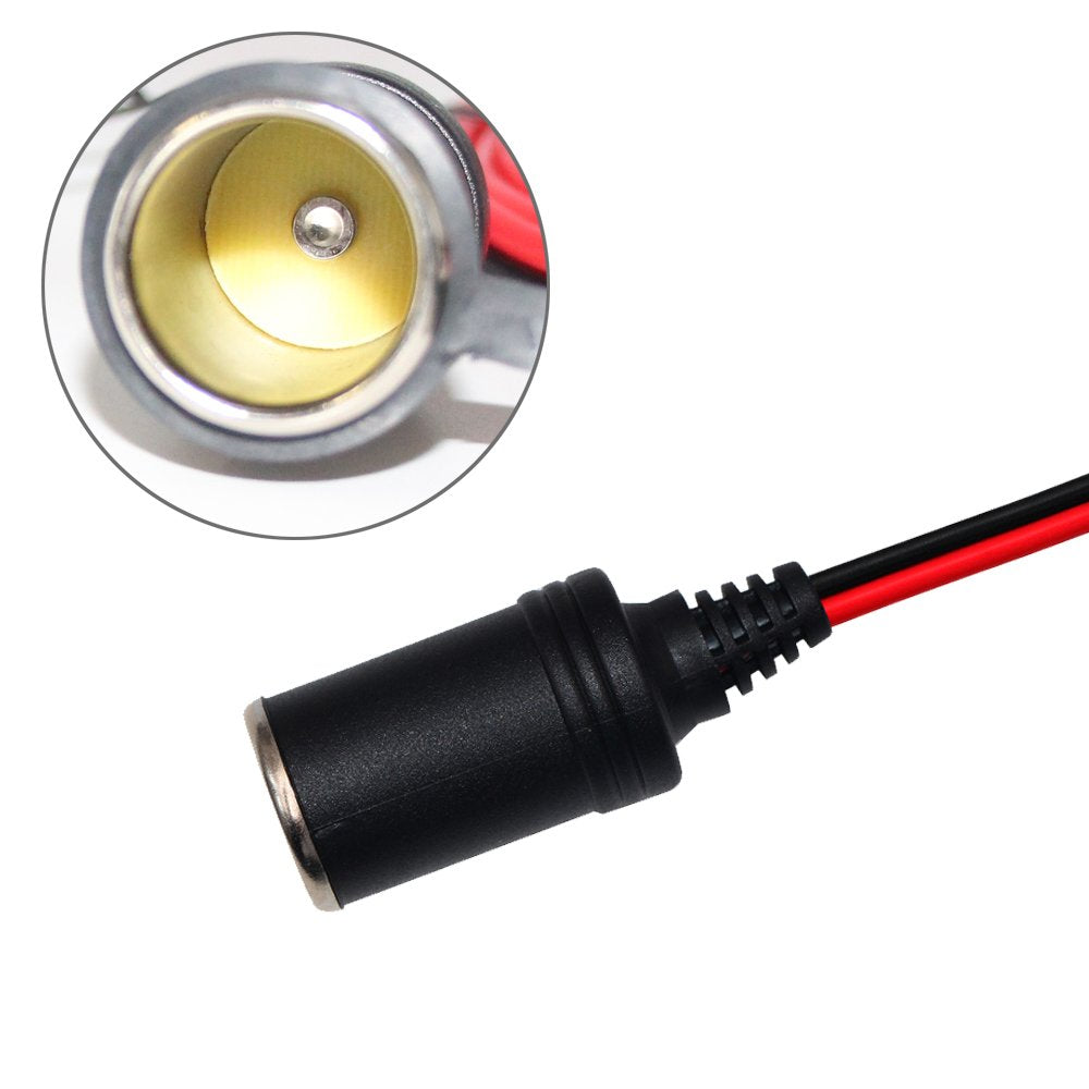 [2 Pack] Kuncan 12V 1Ft Car Cigarette Lighter Female Socket Extension Cable, Cigar Cable With Female Socket Connector For Gps/Dashcam Car Charger