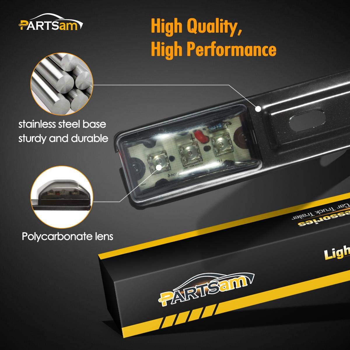 Partsam 14.17 '' Red Led Truck Trailer Smoked Red Clearance Id 3 Lamps Trailer Identification Light Bar W Black Stainless Steel