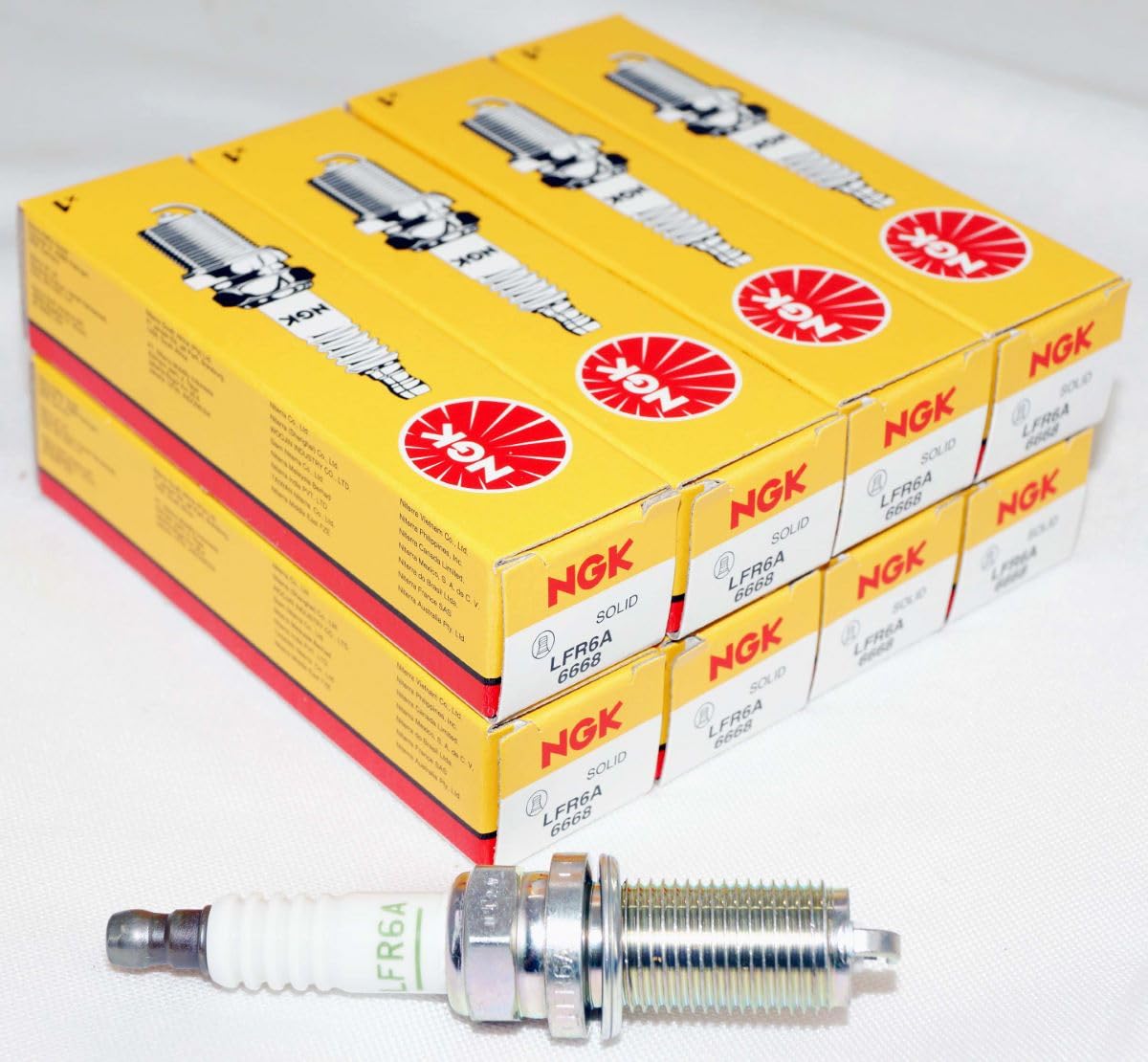 Ngk Spark Plug Lfr6A 6668 (Pack Of 8) Watercraft Fx Fzr Fzs Vx Vxr Vxs Reach 26.5Mm Hex Size 16Mm Gap 0.9Mm Resistor Value 5K Ohm