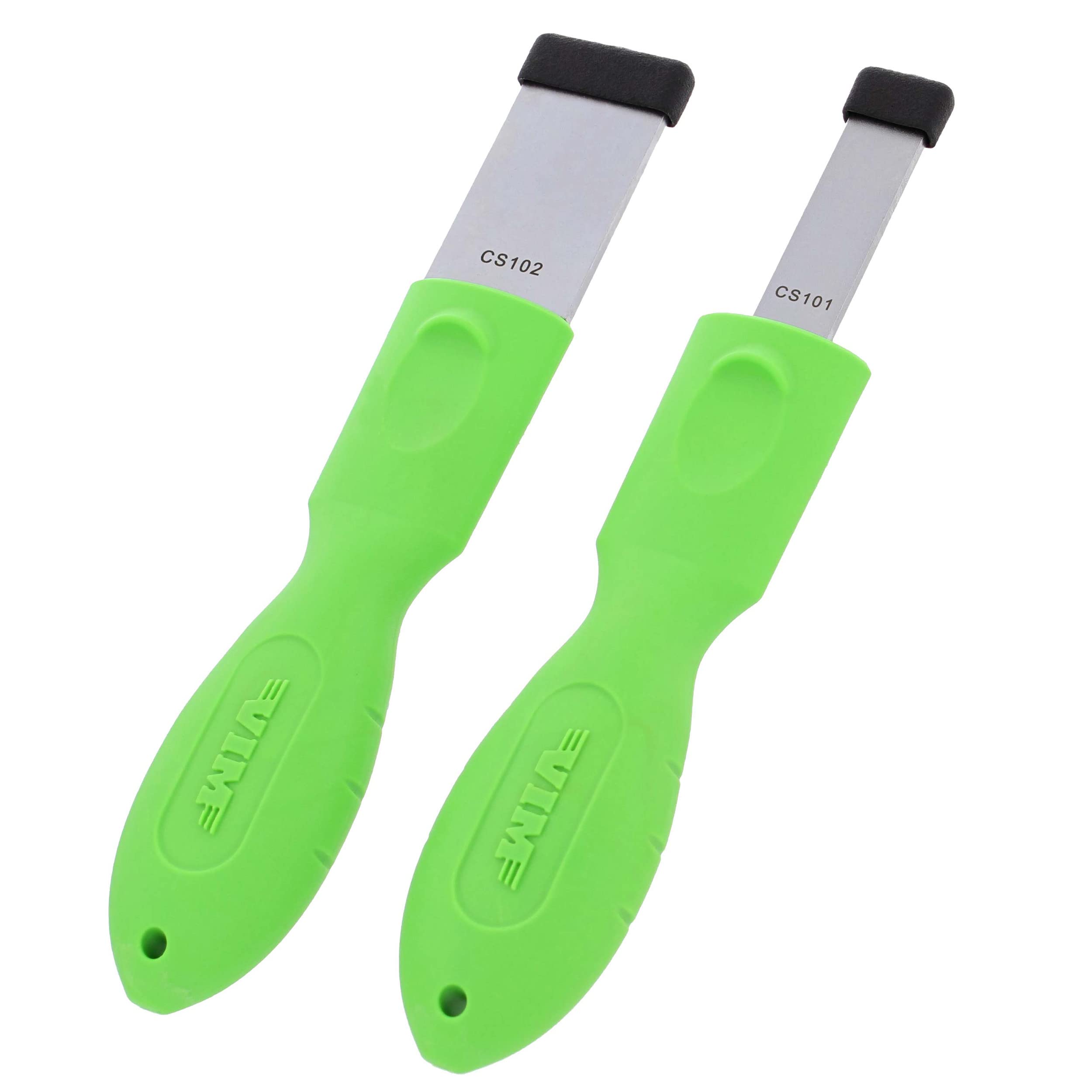 Vim Tools Carbide Scraper Tool Set - 2Pc Large And Small Automotive Gasket Scraper Blades Molded In Green Handles