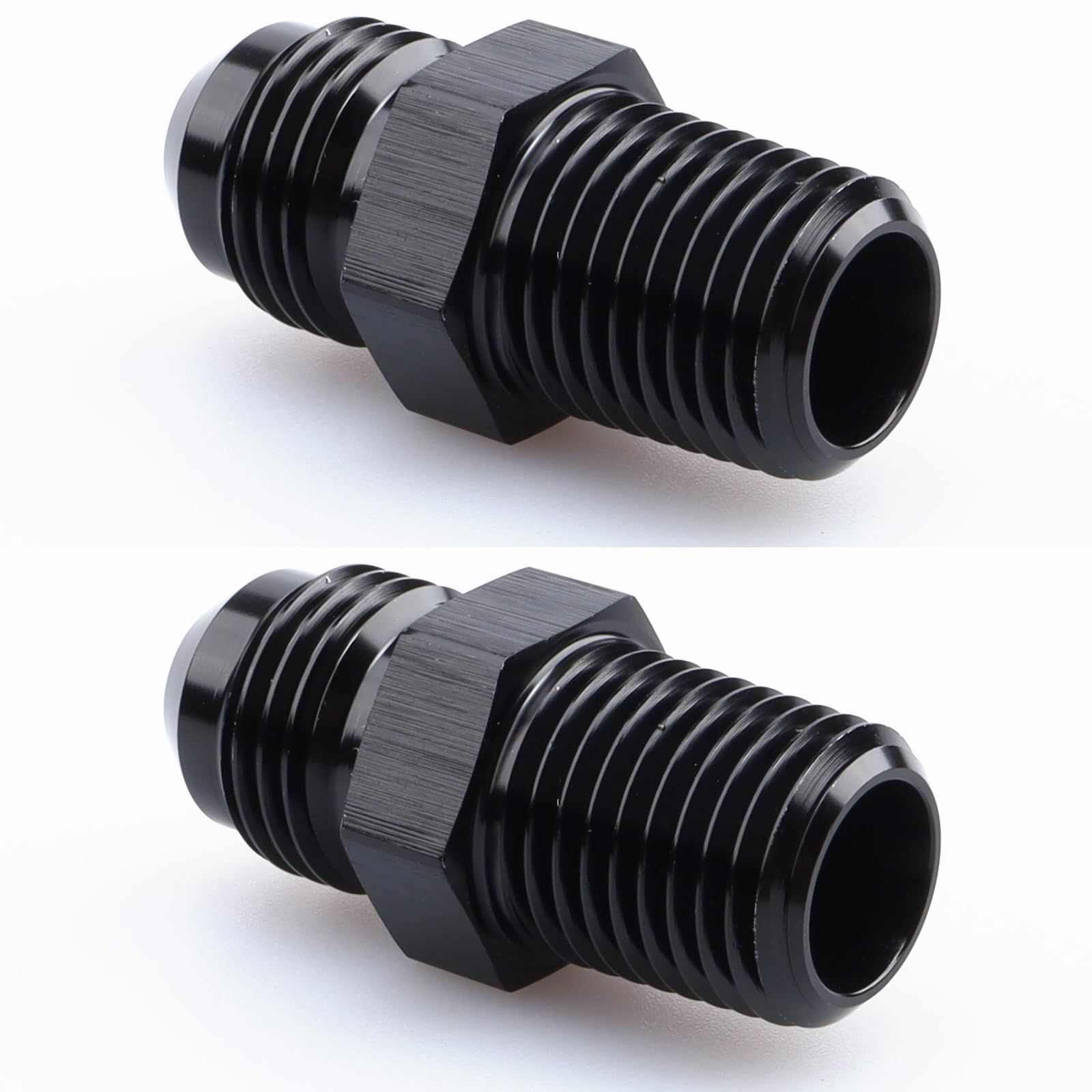 Ac Performance Male 1/4'' Npt To -4 An Flare Adapter Straight Aluminum Black, Pack Of 2
